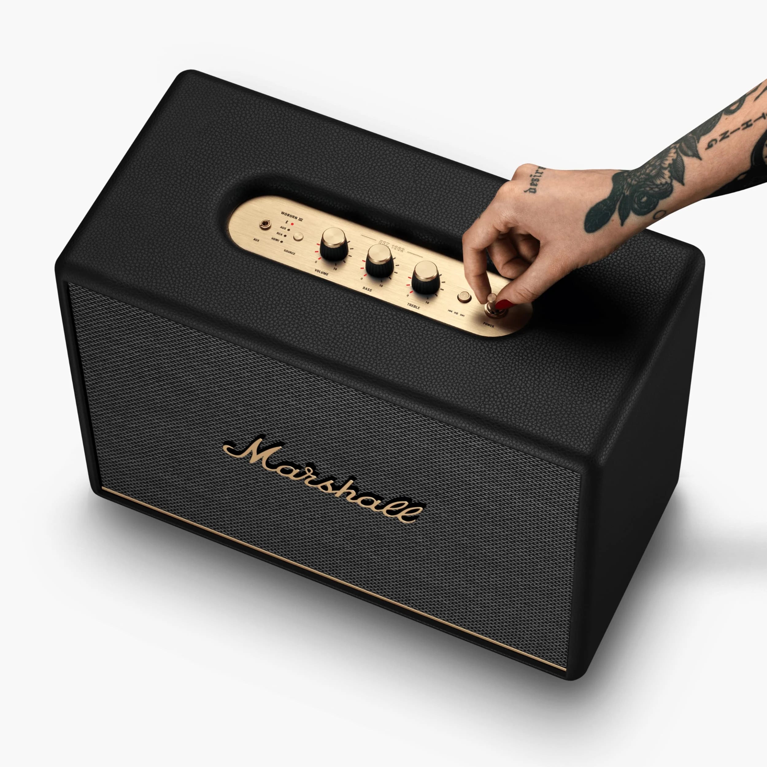 Marshall Woburn III Bluetooth Speaker, 90W, Black