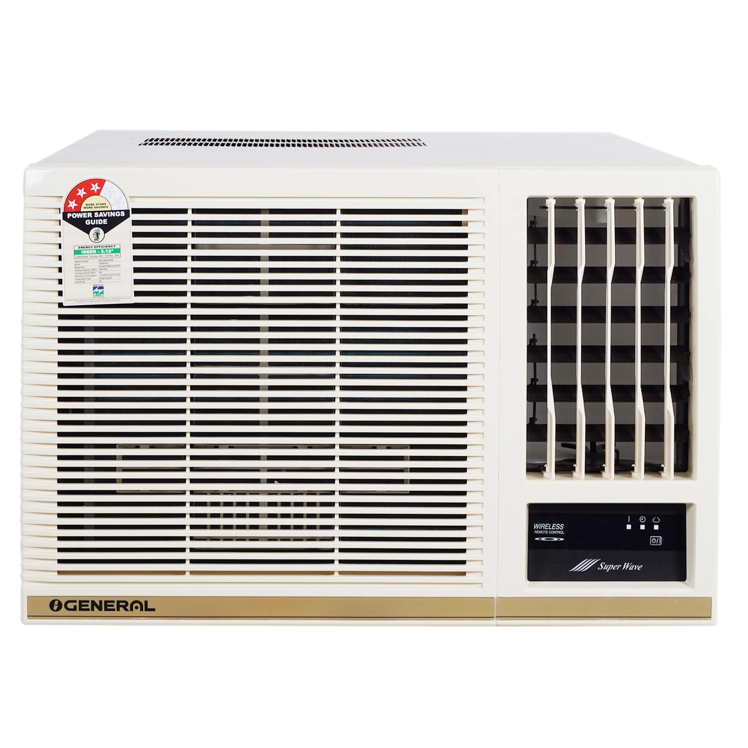 OGeneral BBAA Series 1.5 Ton 3 Star Window AC with Super Wave Technology 3-Speed Cooling (AXGB18BBAA-B, White)
