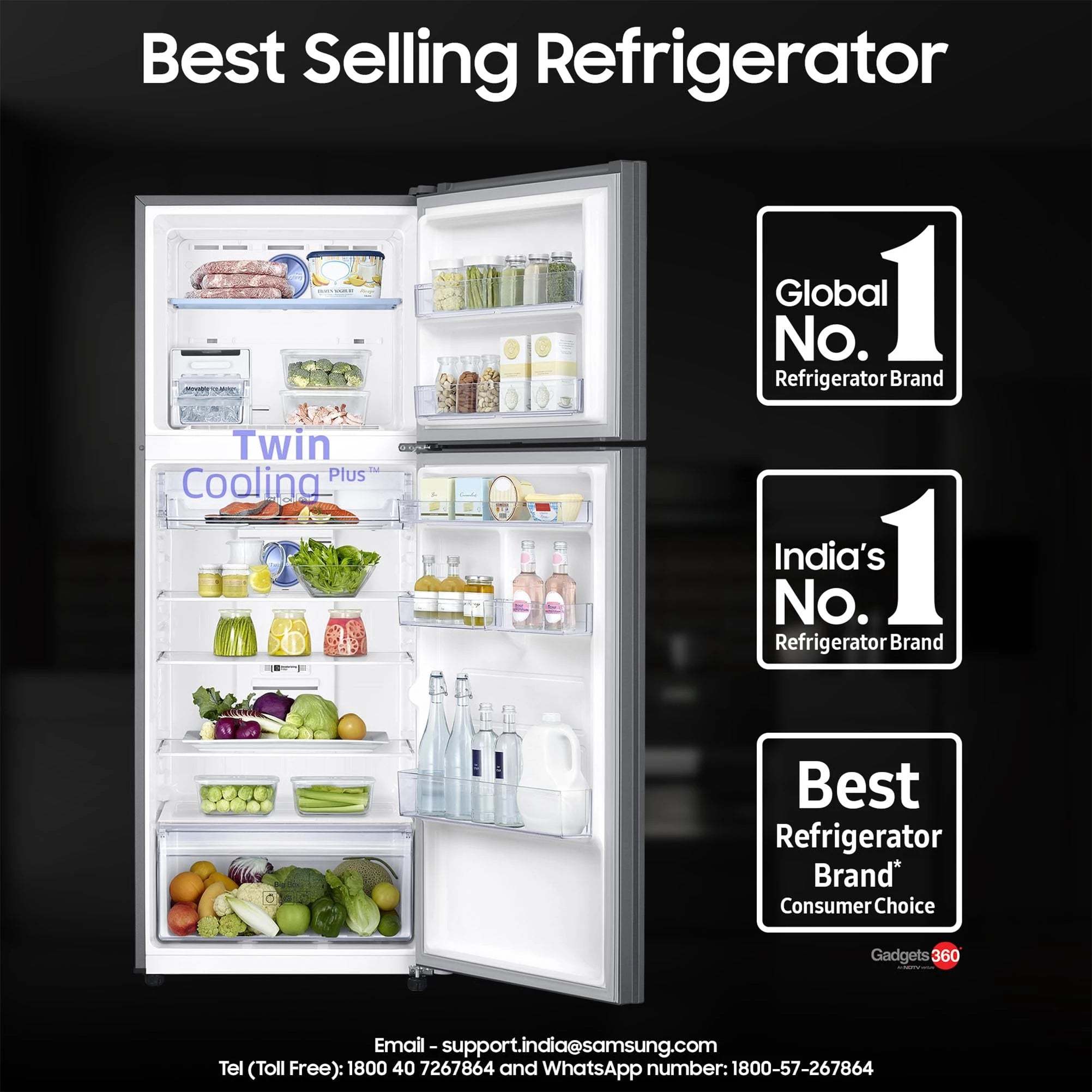 Samsung 385 L, 2 Star, Convertible 5-in-1 Digital Inverter, with Display Frost Free Double Door Refrigerator (RT42C5532S9/HL, Silver, Refined Inox)