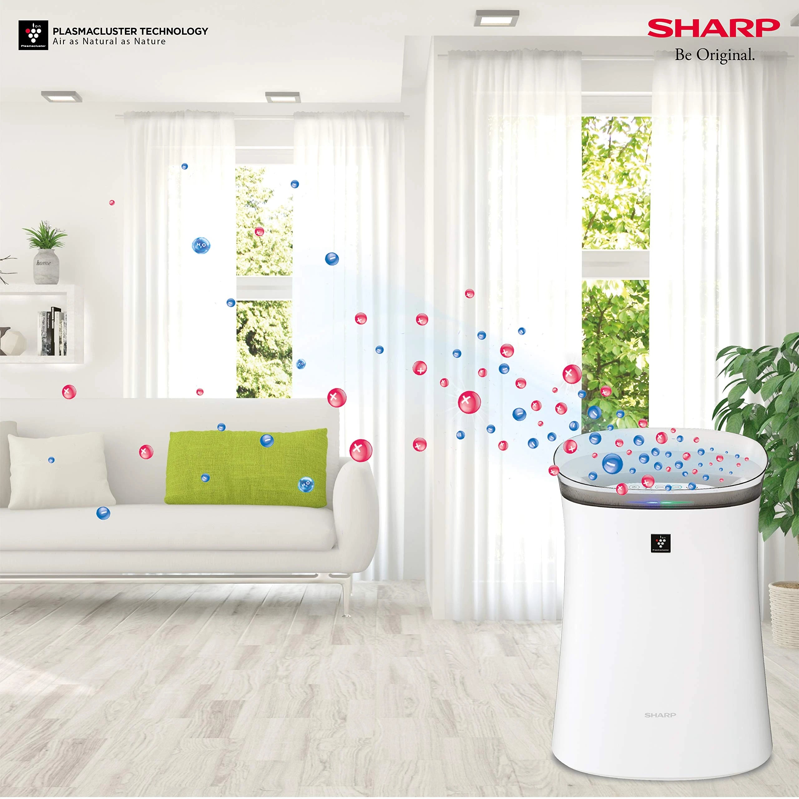 SHARP Room Air Purifier FP-F40E-W (White)| Plasmacluster™, Haze Mode, Odour/Dust Sensor, True HEPA/Deodorizing Filter| 320 ft²