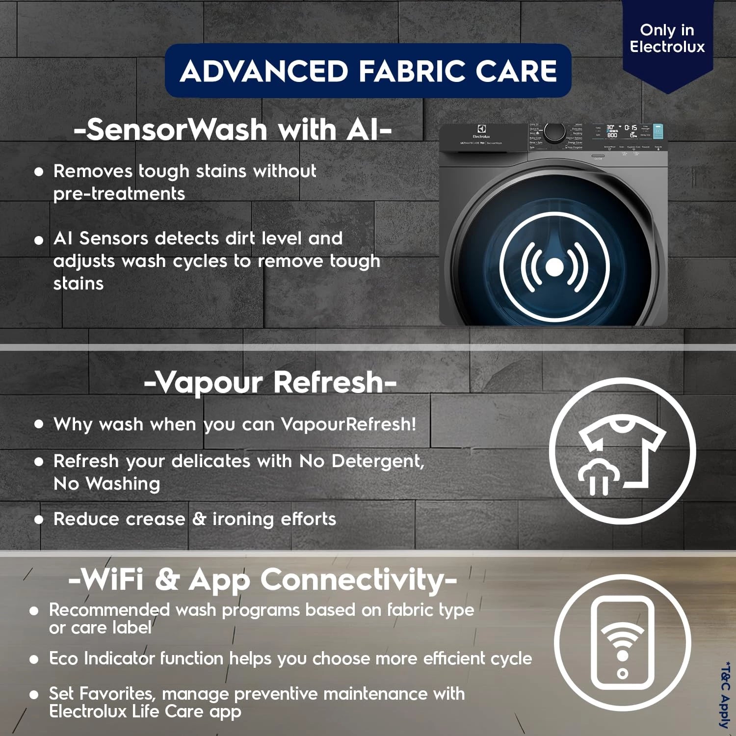 Electrolux 11kg 5 Star Fully Automatic Front Load Washing Machine with AI SensorWash, WiFi, Full Load Vapour Wash, EcoInverter, Dark Silver, UltimateCare 700, EWF1142R7SB
