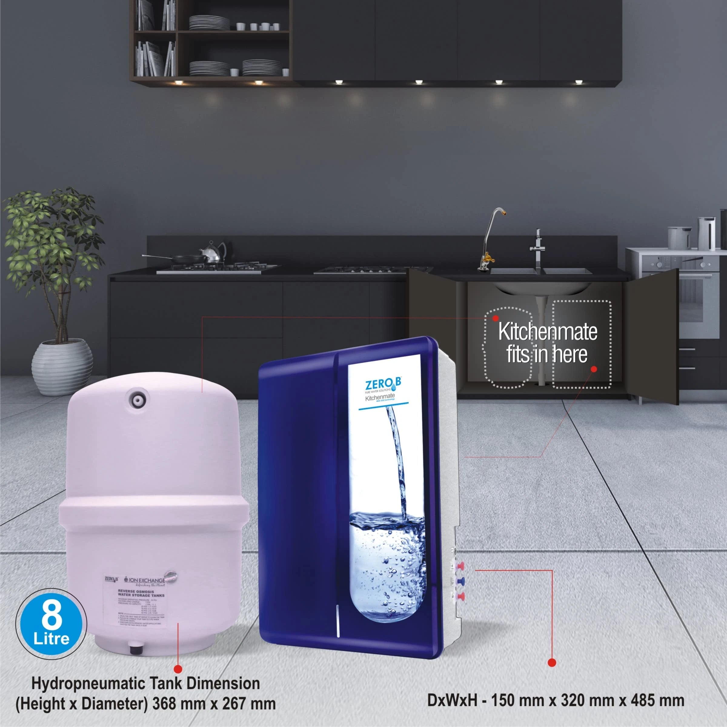 Zero B Kitchenmate RO+ TDS Remover Water Purifier, 7 Stage Purif.