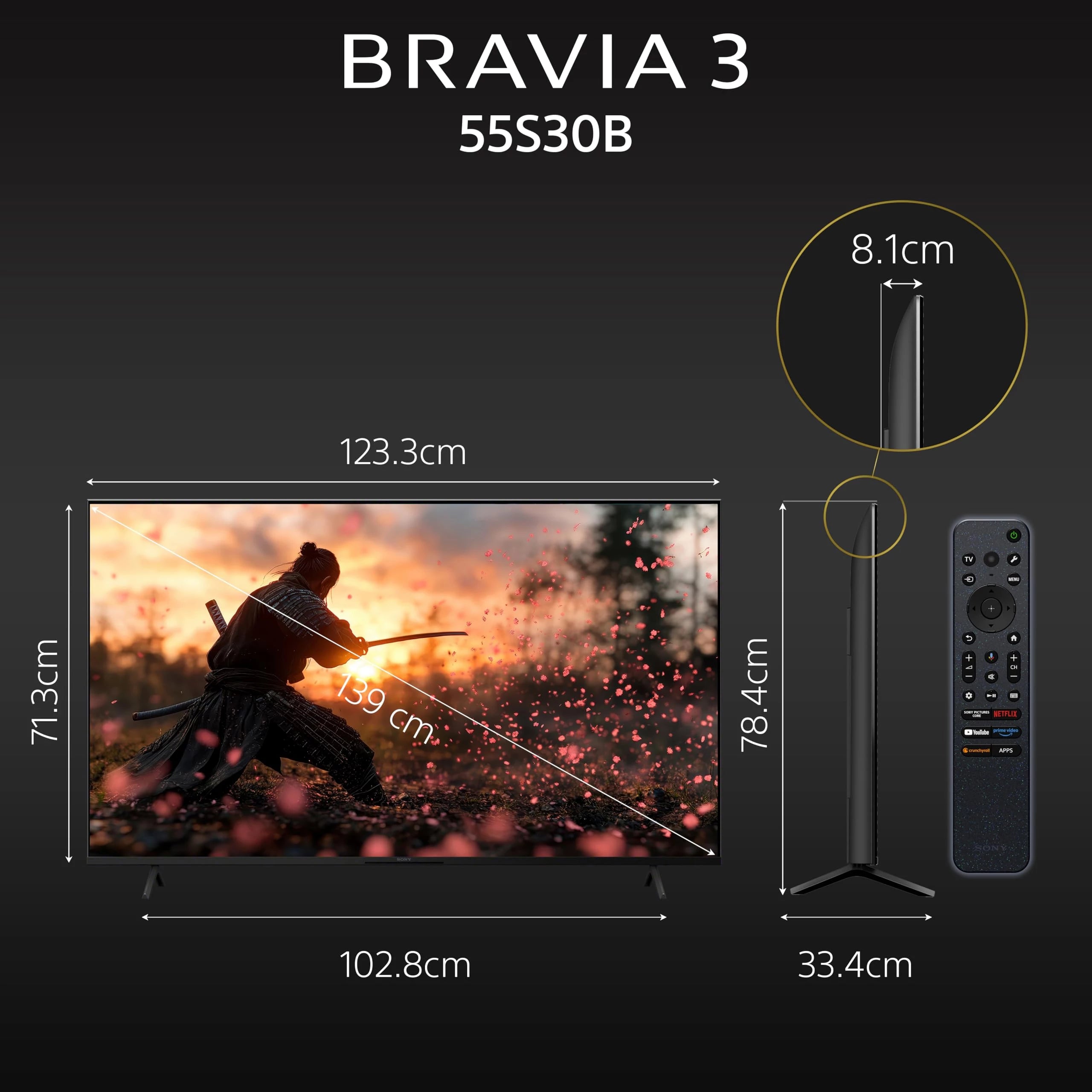 Sony BRAVIA 3 Series 139 cm (55 inches) 4K Ultra HD AI Smart LED Google TV K-55S30B (Black)