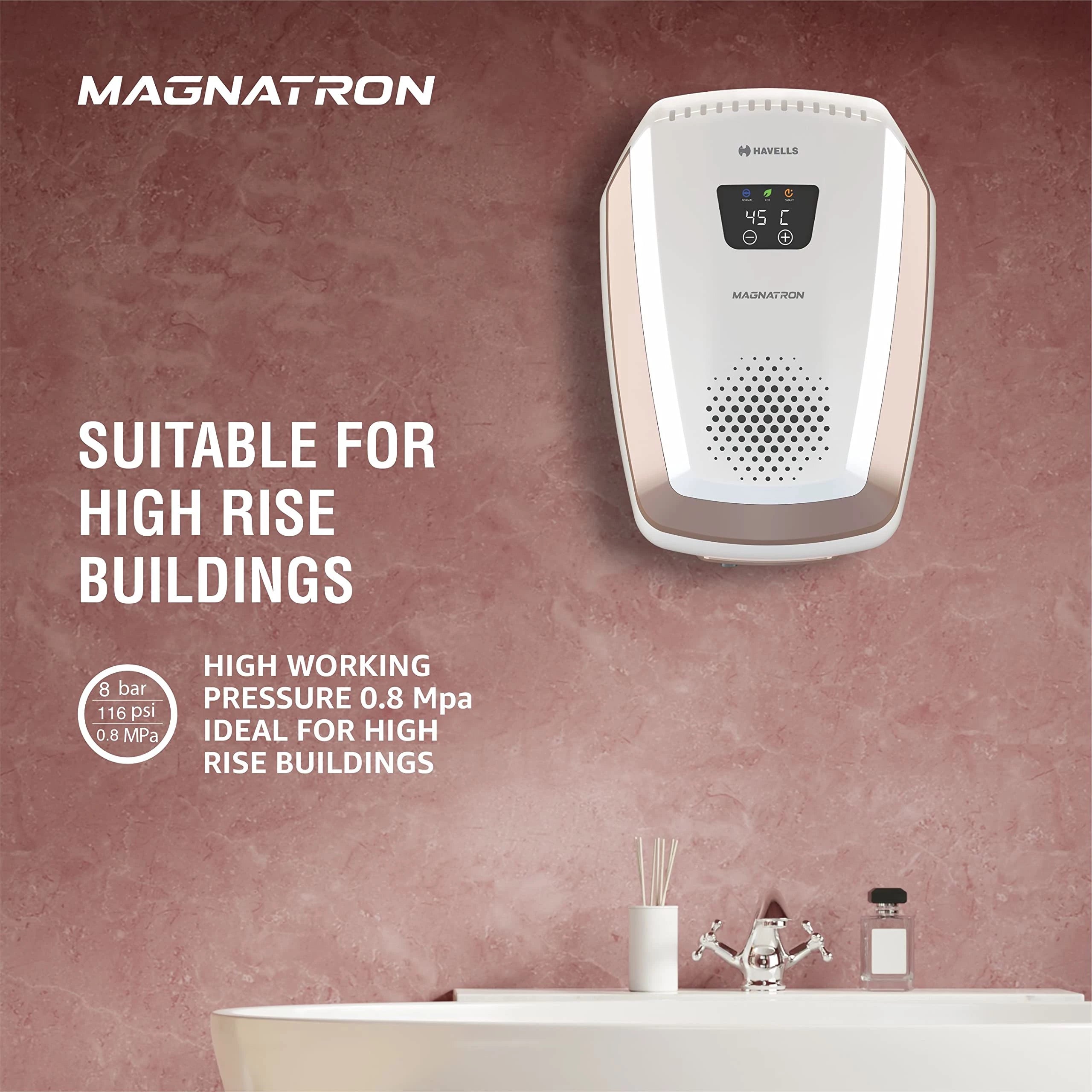 Havells 25L Storage Water Heater (White Champagne Gold), Wall Mounting - NO HEATING ELEMENT, No Scaling