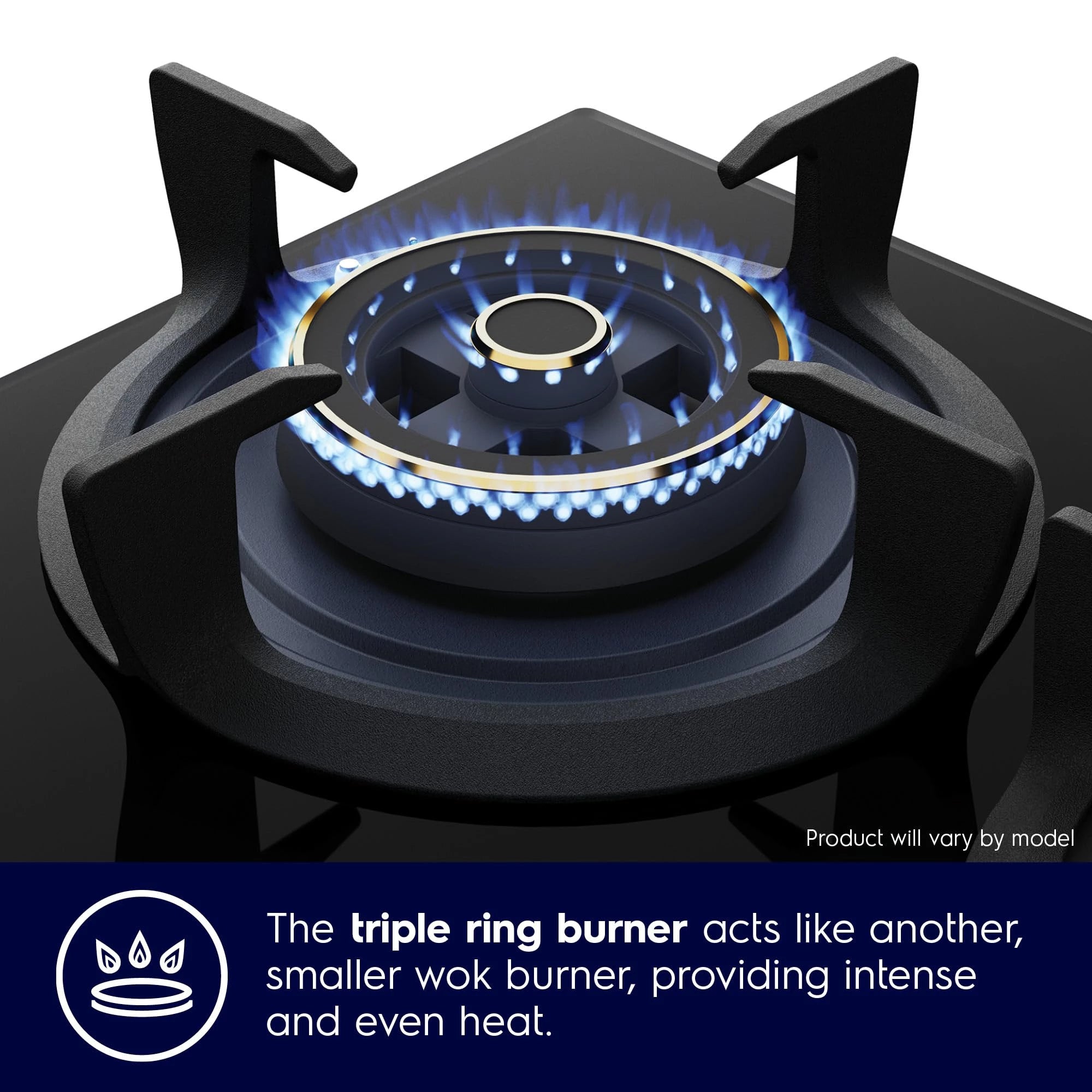 Electrolux 4 Burner Auto Ignition Glass Top 90cm Built-in Gas Hob, UltimateTaste 300, Black, EHG9430BCD