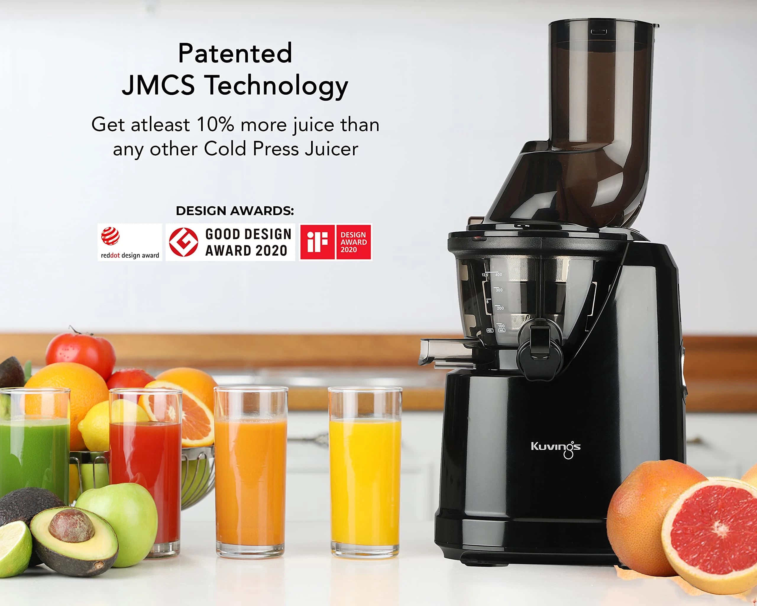 Kuvings B1700 Phantom Black Professional Cold Press Whole Slow Juicer, Patented JMCS Technology for 10% More Juice, Best Fruit & Vegetable Juicer machine for home