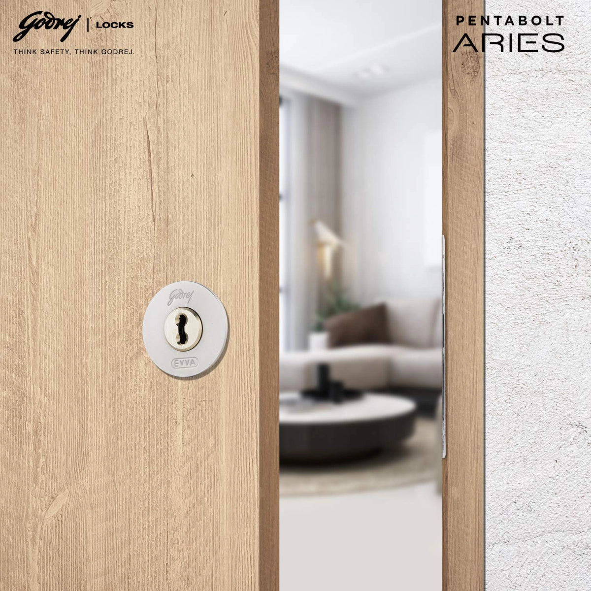 Godrej Door locks Pentabolt Aries 1CK DB Roman Silver 6360