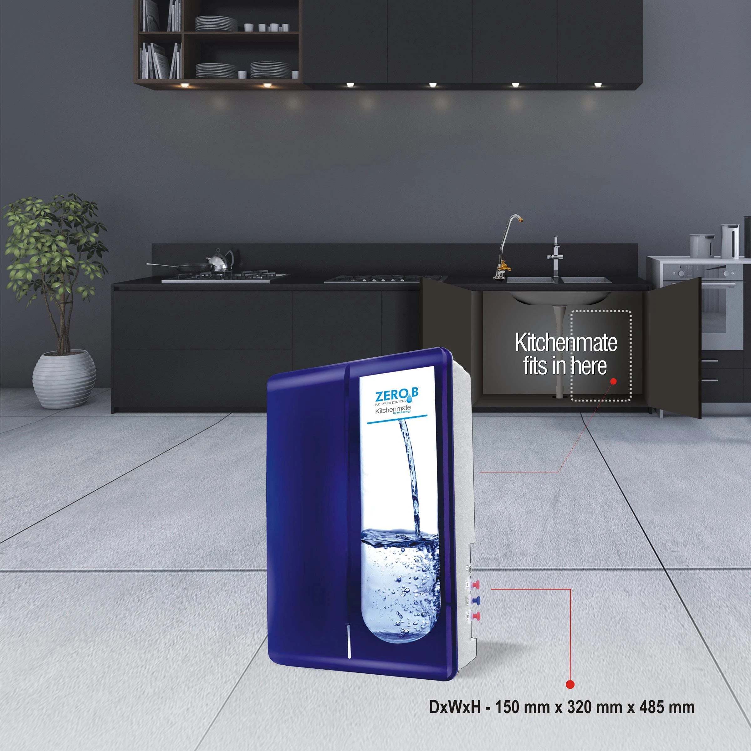 Zero B Kitchenmate UV Water Purifier 4 Stage Instant Purification (Multicolour)