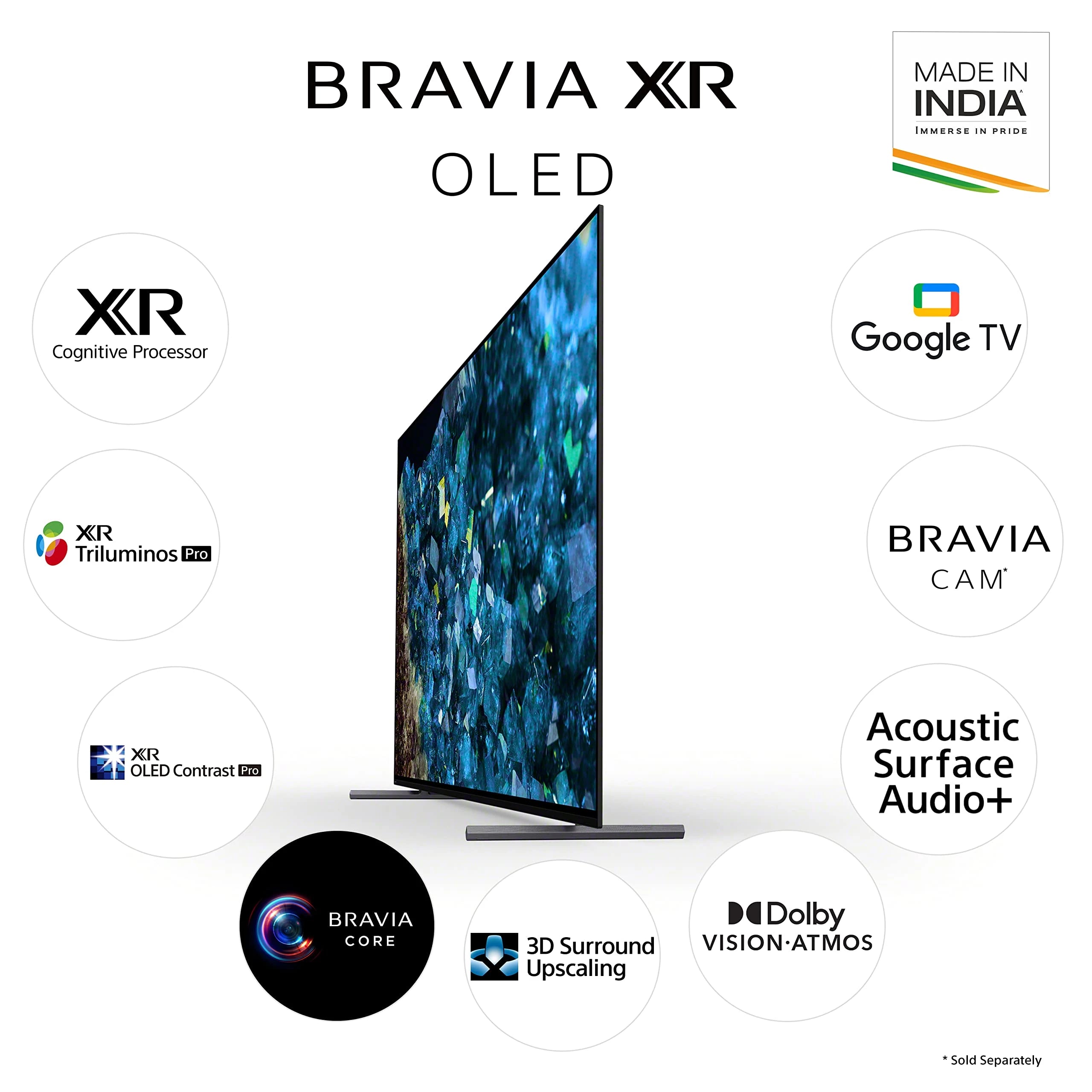 Sony Bravia 195 cm (77 inches) XR Series 4K Ultra HD Smart OLED Google TV XR-77A80L (Black)