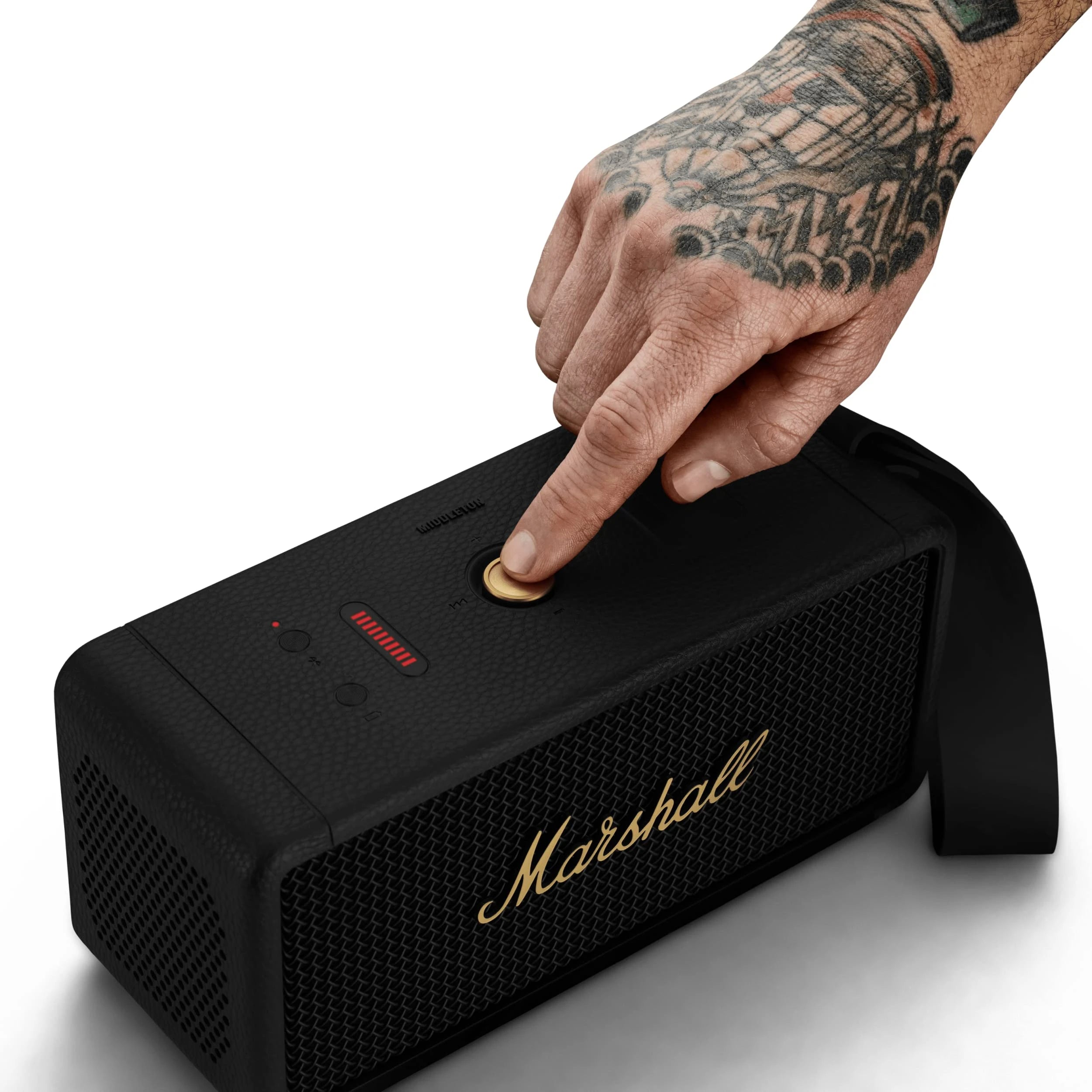 Marshall Middleton 60 W Portable Bluetooth Speaker, Black and Brass
