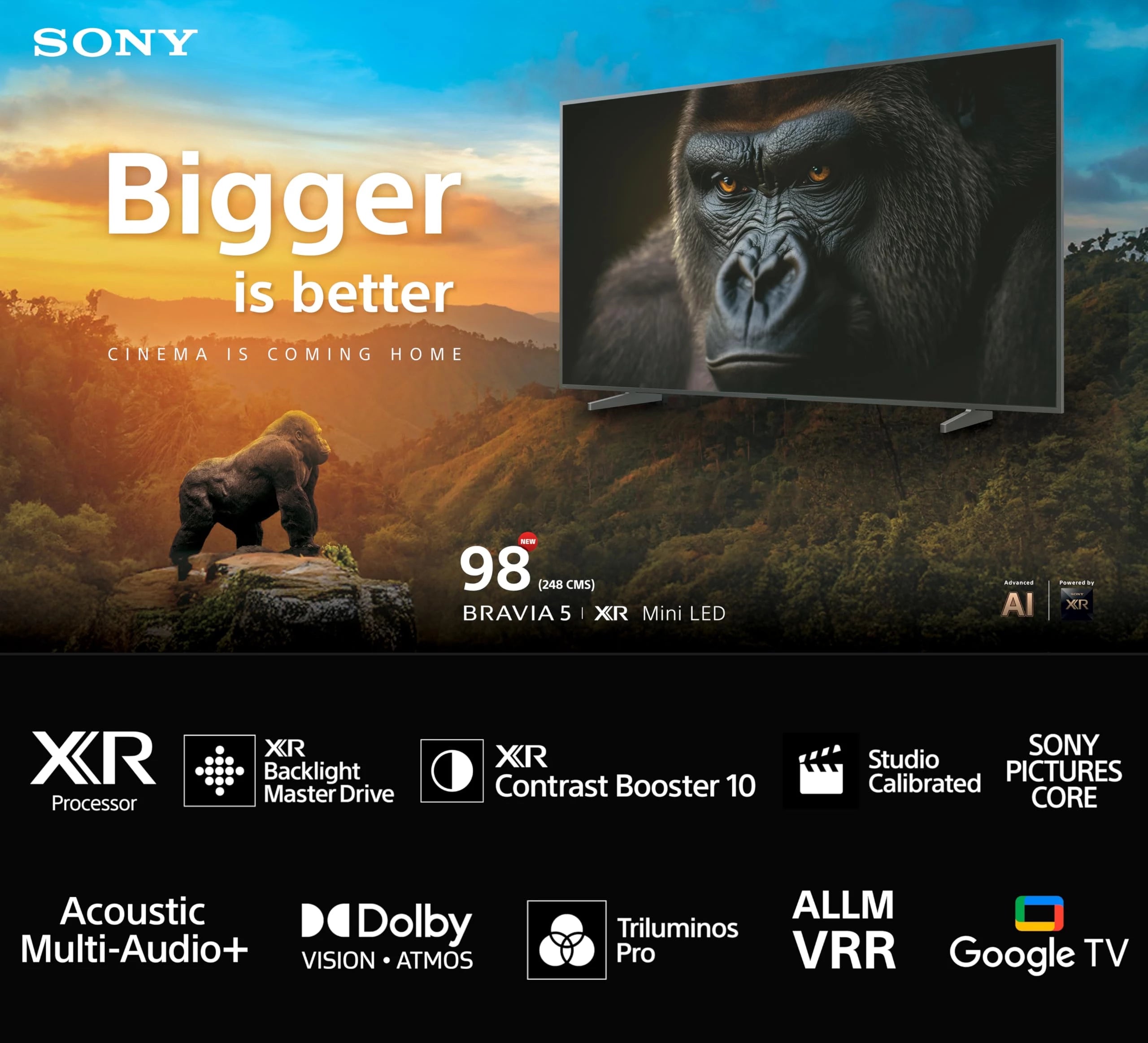 Sony 248 cm (98 inches) BRAVIA 5 Series 4K Ultra HD Smart Mini LED Google TV K-98XR55A