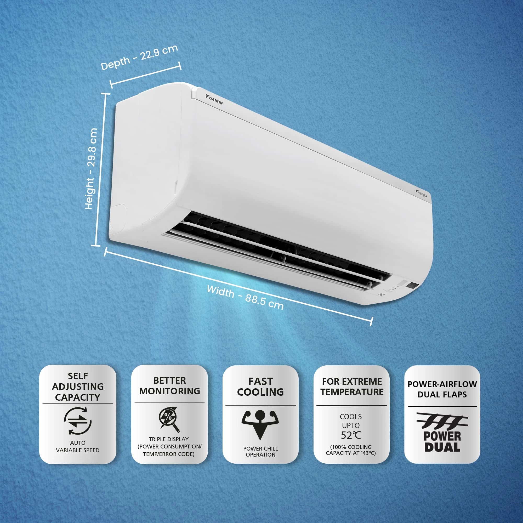 Daikin 1.5 Ton 3 Star Inverter Split AC (MTKL50U, White)