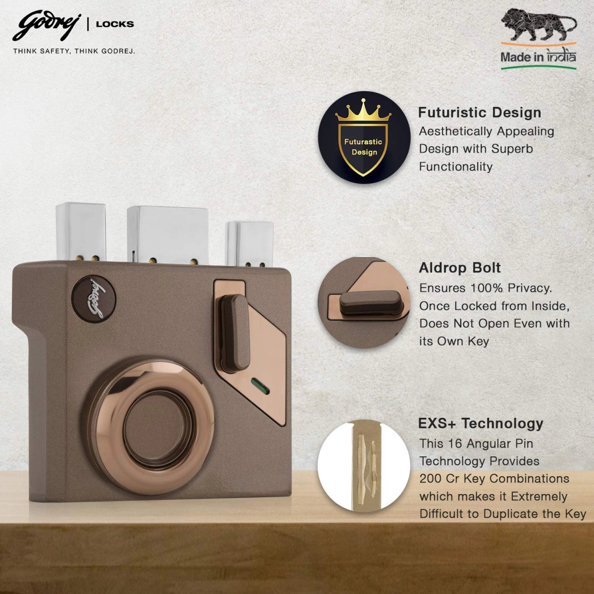 Godrej Door Lock Altrix 1CK Milano Bronze 3231