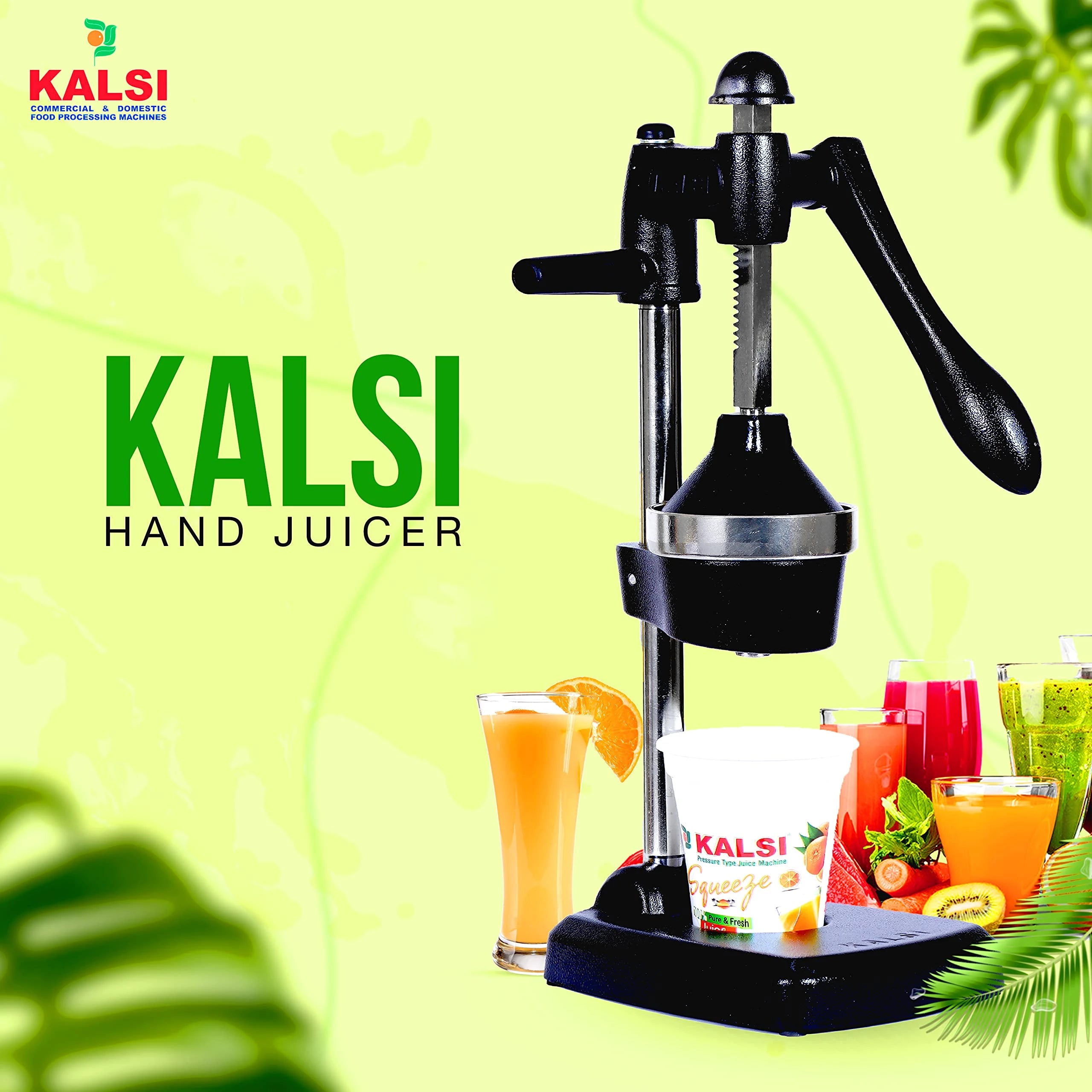 Kalsi-products CE Certified Hand Press Juicer with Food Grade Pressure Cup | Hand Press Citrus Fruit Juicer Machine | Squeezer for Fruits & Vegetables