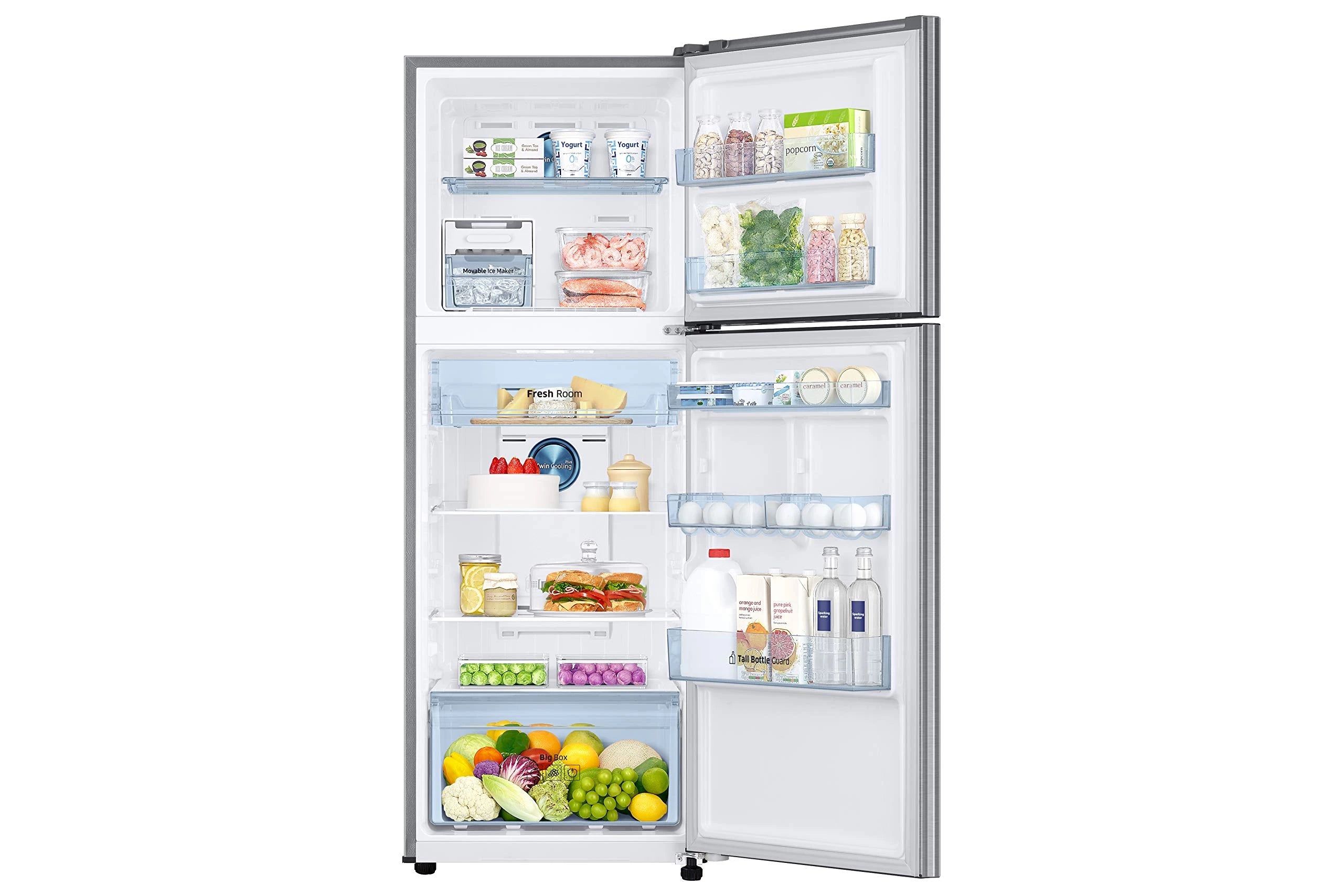Samsung 345 L 3 Star Frost Free Inverter Double Door Refrigerator Appliance (RT37T4533S9/HL, Silver, Refined Inox)