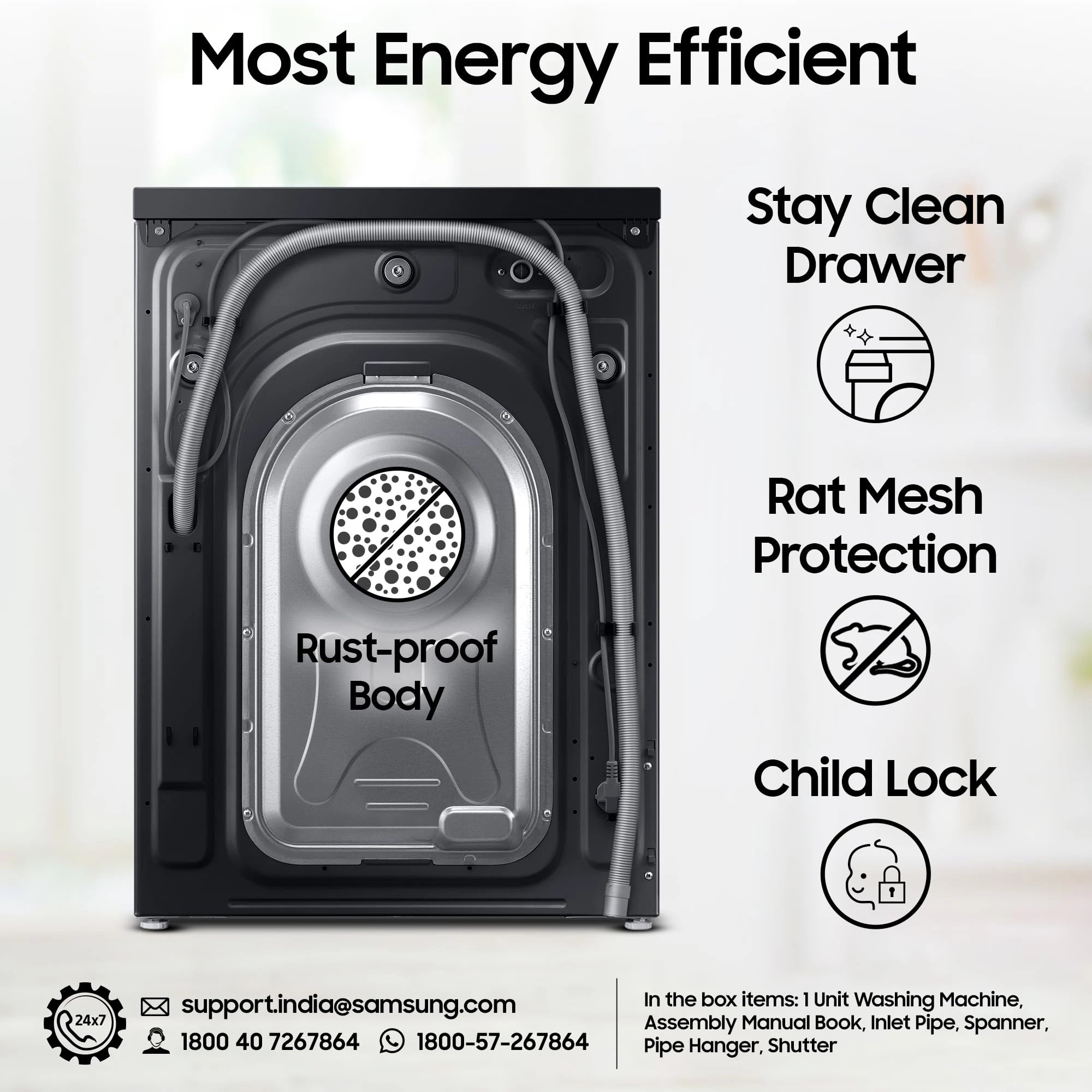 Samsung 12 kg, 5 Star, Super Speed, Wi-Fi, Hygiene Steam with Inbuilt Heater, Digital Inverter, Fully-Automatic Front Load Washing Machine (WW12DG5B24ABTL, Black)