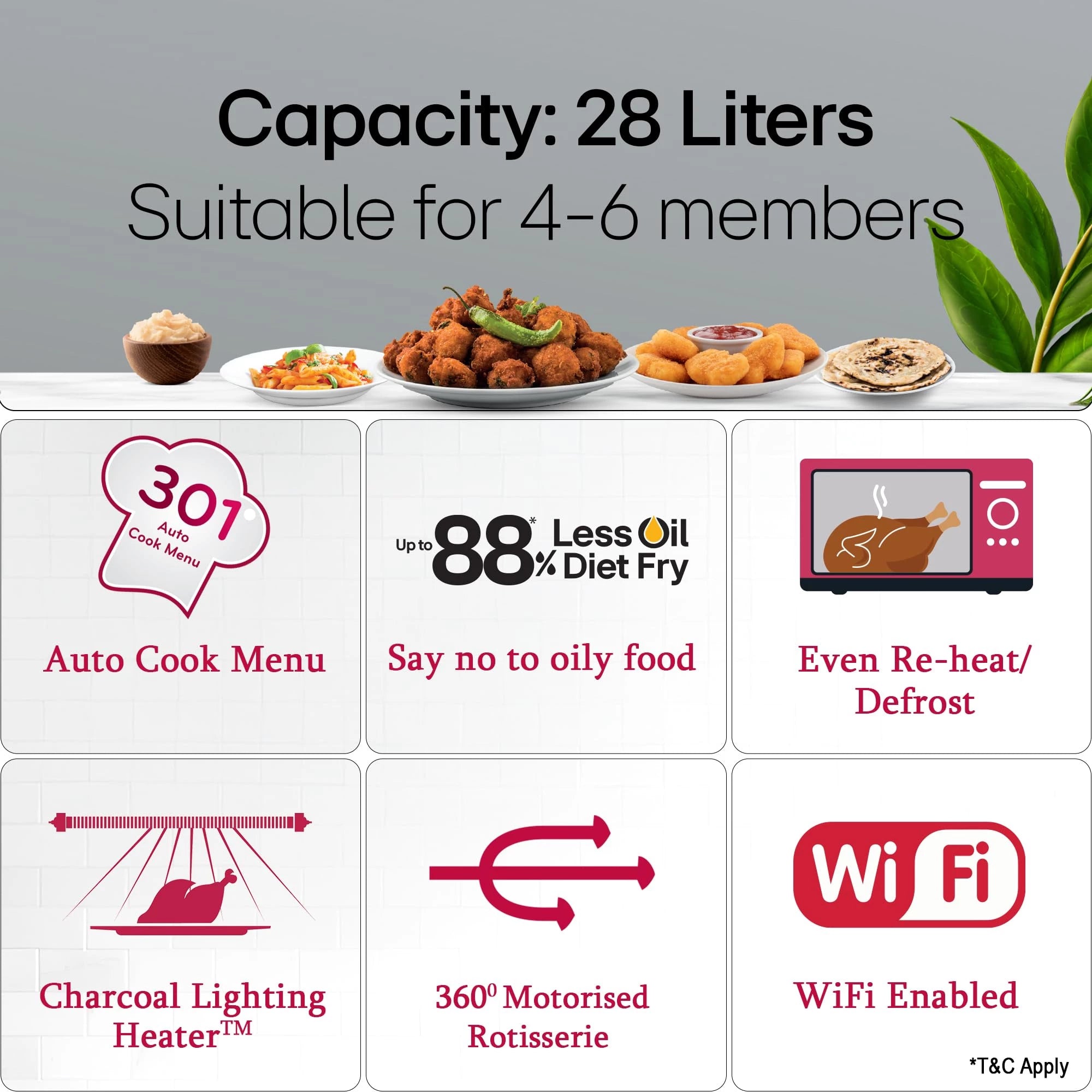 LG 28 L Scan-To-Cook Wi-Fi Enabled Charcoal Convection Microwave Oven (MJEN286UBW, Black, Beige Door, 301 Auto Cook Menu, Bar-be-queing at home, 30 Heart Healthy Recipes, Diet Fry & Multicook Tawa)