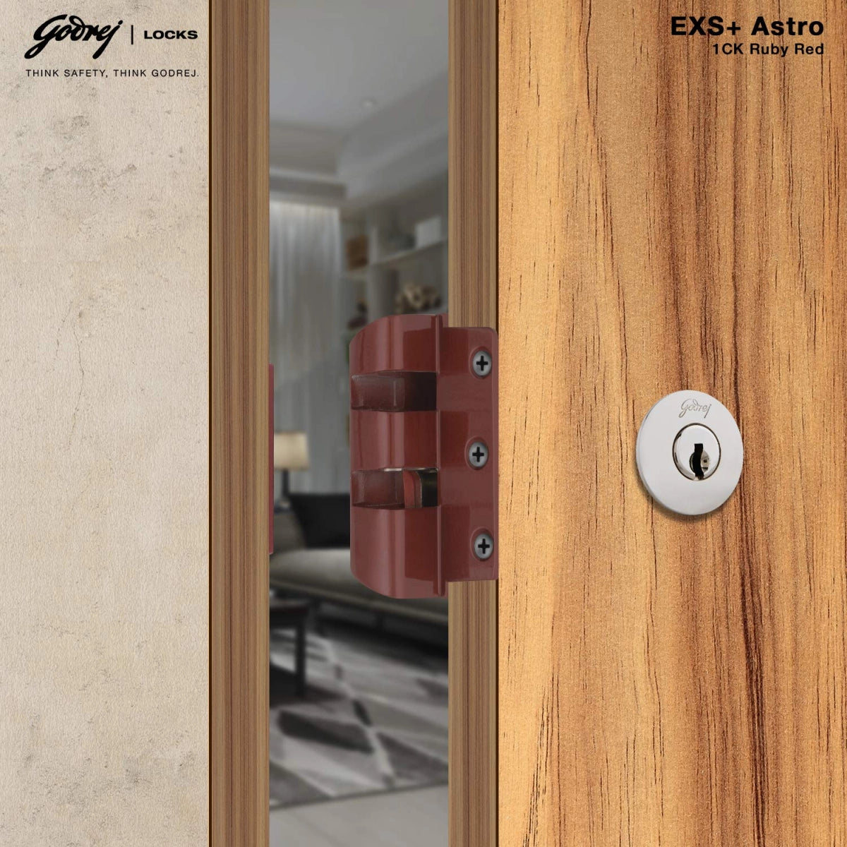 godrej Door Lock Astro 1CK Ruby Red 3397