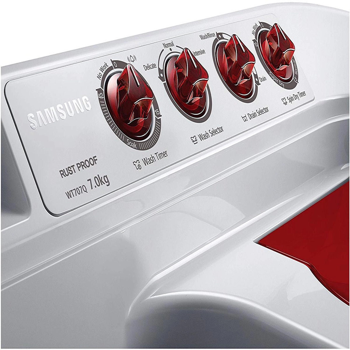 Samsung WT707QPNDMWXTL Semi-automatic Washing Machine (7.0 kg, Grey and Red)