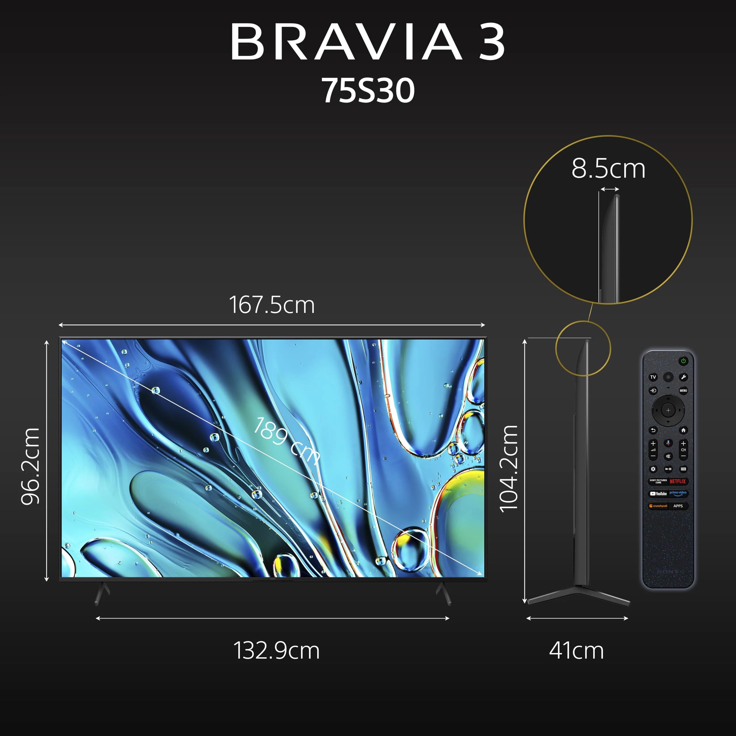 Sony BRAVIA 3 Series 189 cm (75 inches) 4K Ultra HD AI Smart LED Google TV K-75S30 (Black)
