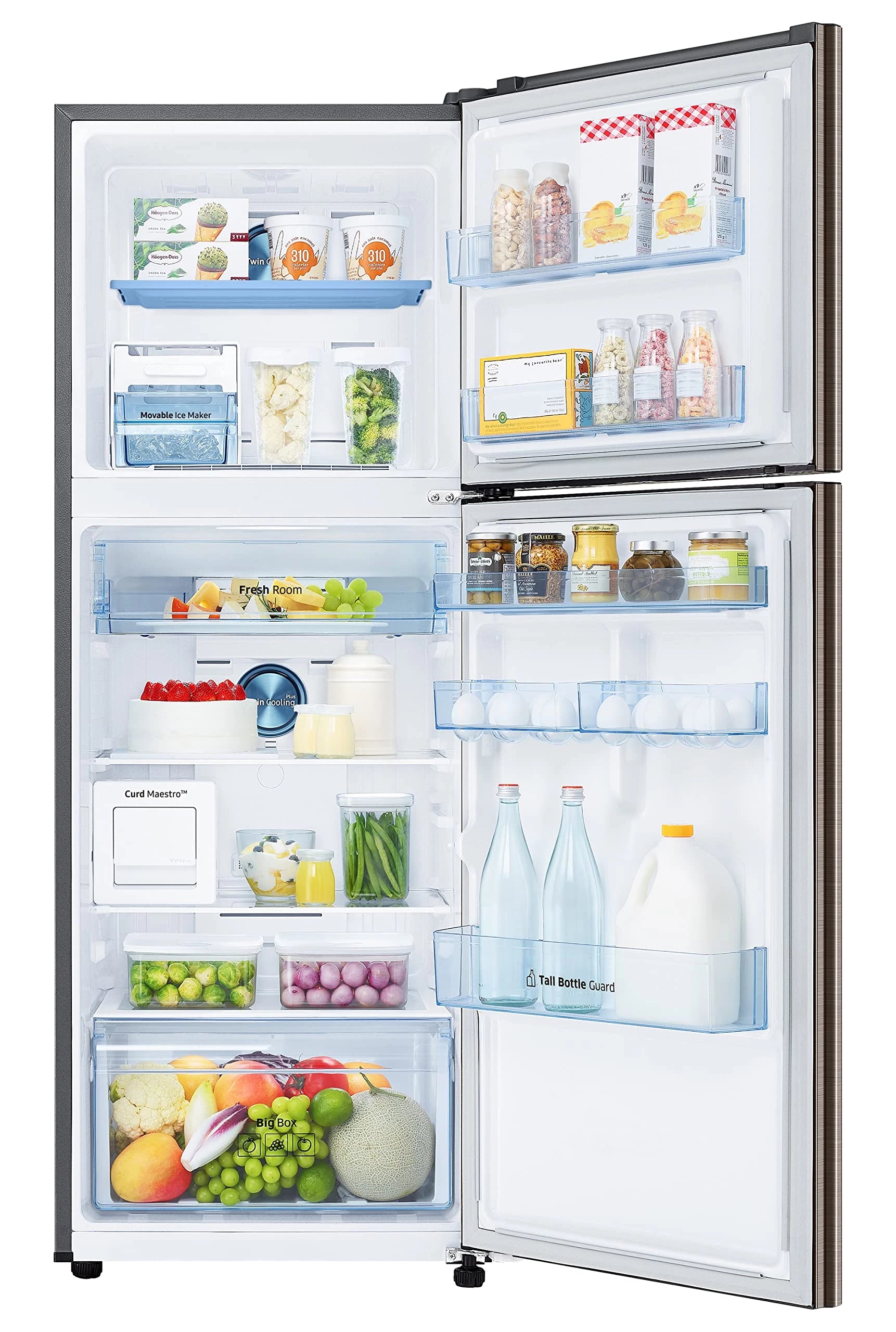 Samsung 312L 2 Star Inverter Frost-Free Convertible 5 In 1 Curd Maestro Double Door Refrigerator Appliance (RT37C4642DX/HL,Luxe Brown)