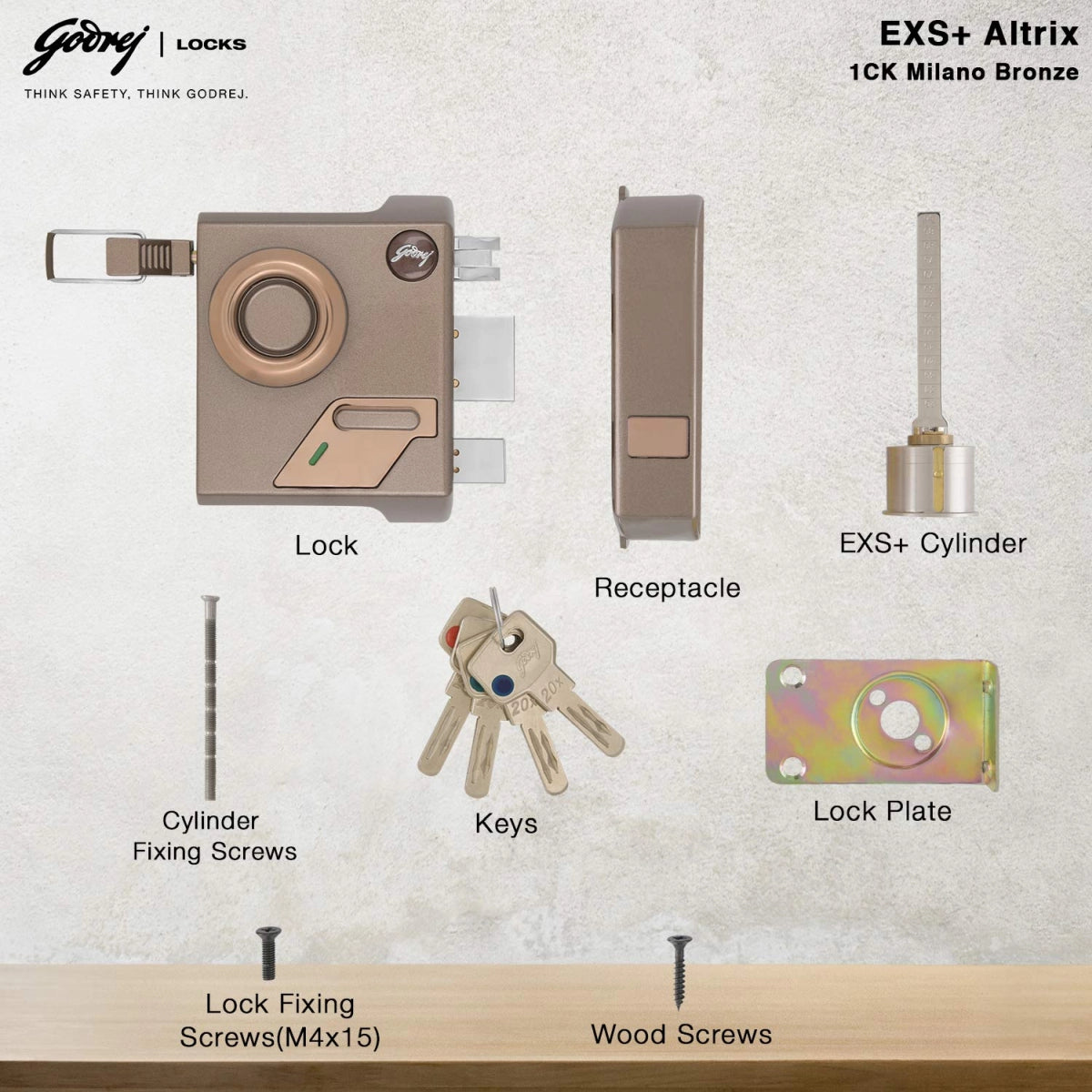 Godrej Door locks Altrix 1CK Deadbolt Milano Bronze 3232