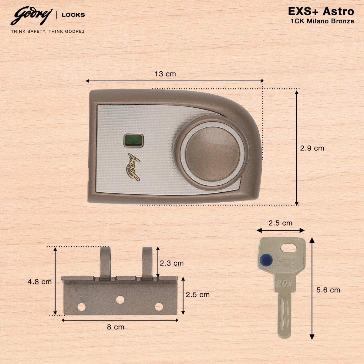 Godrej Door Lock Astro 1CK Milano Bronze 3399