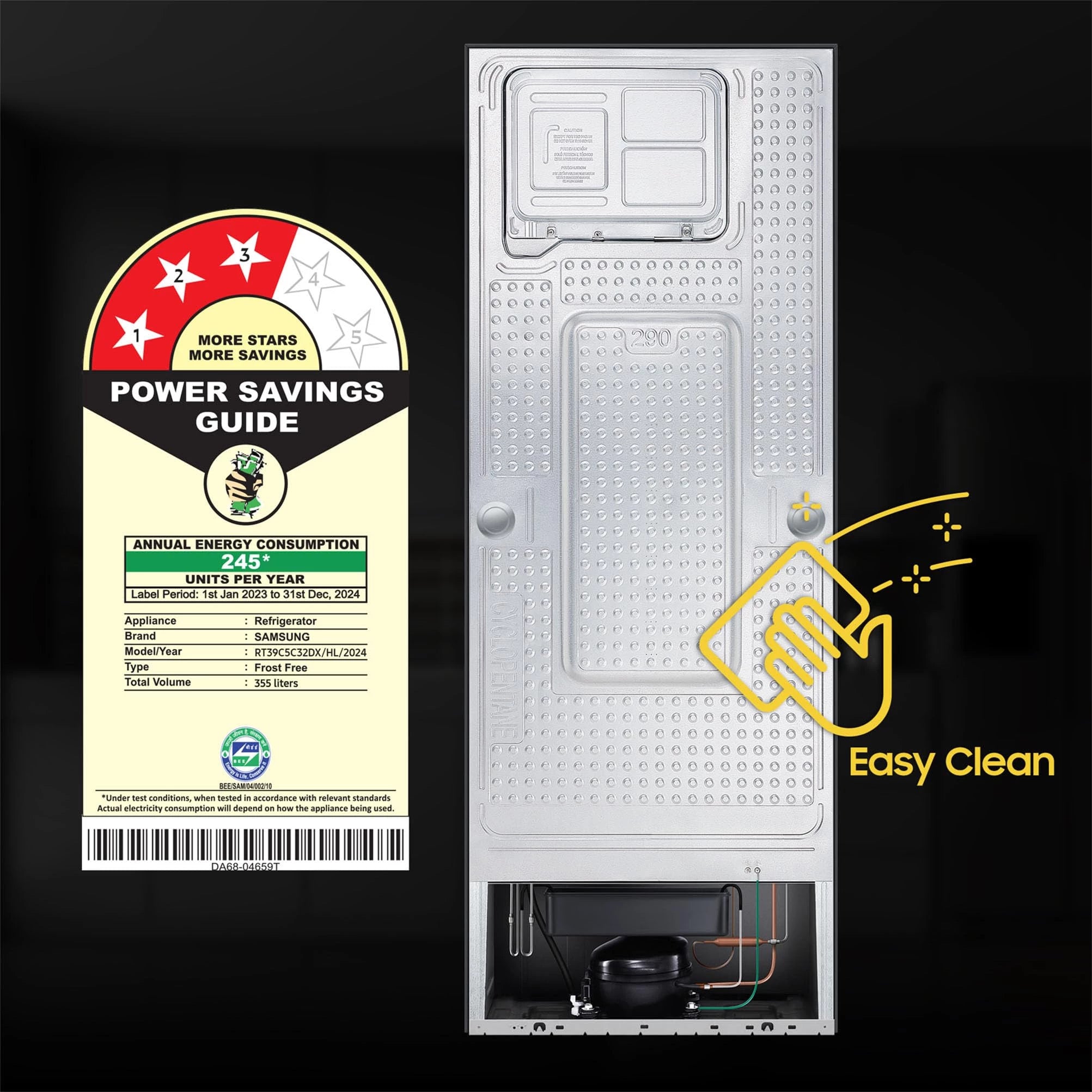 Samsung 355L 2 Star Inverter Frost-Free Convertible 5 In 1 Curd Maestro Double Door Refrigerator (RT39C5C32DX/HL,Luxe Brown)