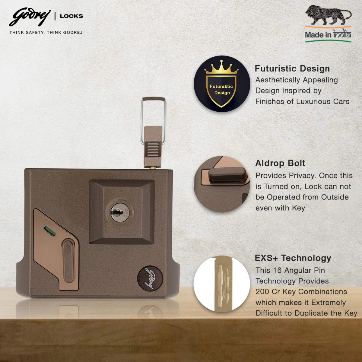 Godrej Door locks Altrix 2C Milano Bronze 3233