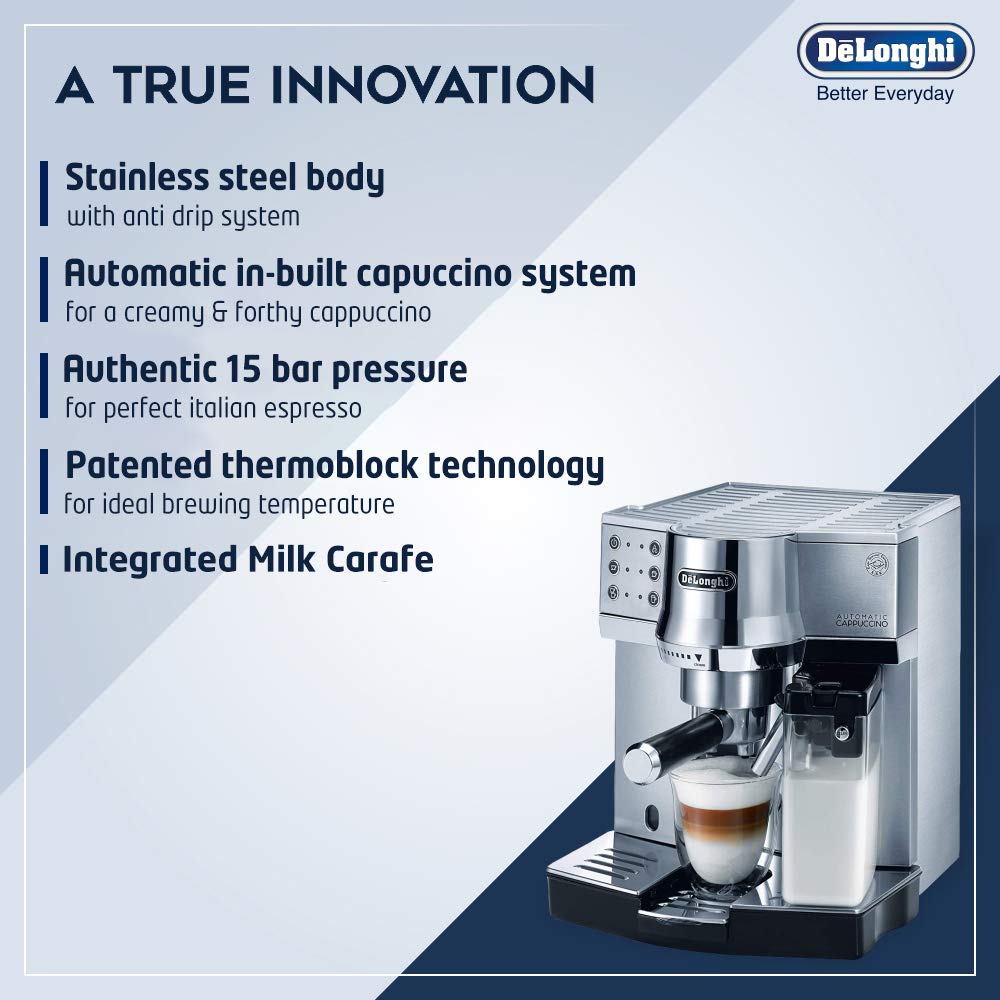DELONGHI EC 850.M Pump Espresso & Cappuccino Machine 1450W (Metallic)