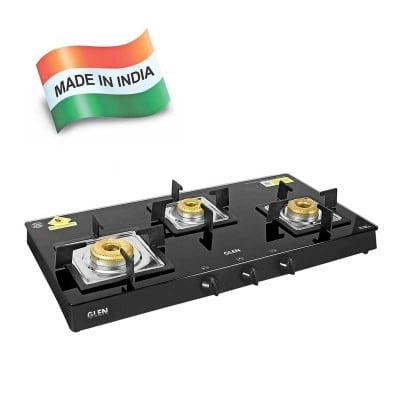 Glen 3 Burner Glass Black Cooktop 1038 SQ BL GT Forged Brass Burners Manual