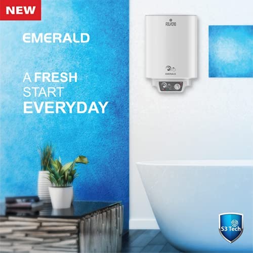 Polycab Emerald 15 litre Electric Storage Water Heater (Geyser) with 4 Star BEE Rating, Anti-rust tank, shock-proof body with advanced safety and 7 Year Inner Tank Warranty (White)