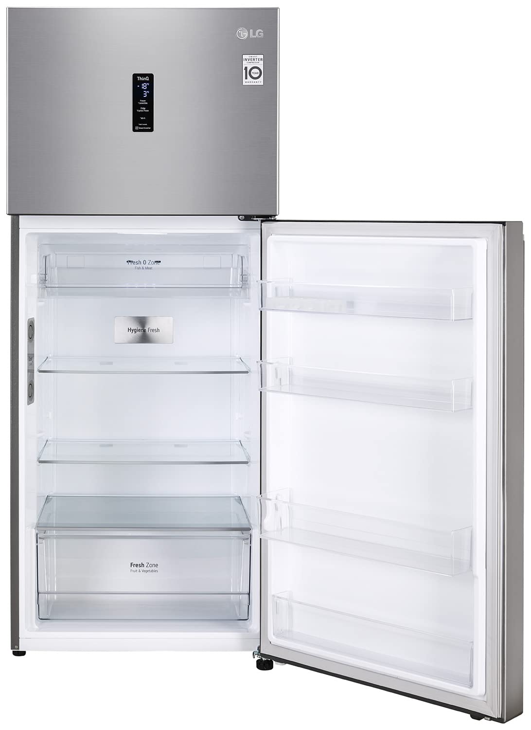 LG 398 L 3 Star Frost-Free Smart Inverter Wi-Fi Double Door Refrigerator (GL-T422VPZX, Shiny Steel, Convertible with Door Cooling+, Gross Volume- 423 L)