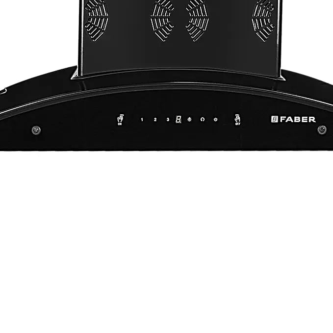 Faber 90 cm Suction1250m3/hr Auto clean Chimney (HOOD ORIENT SMART 3D IND HC SC EBK 90, Filterless Touch & Gesture Control||Black