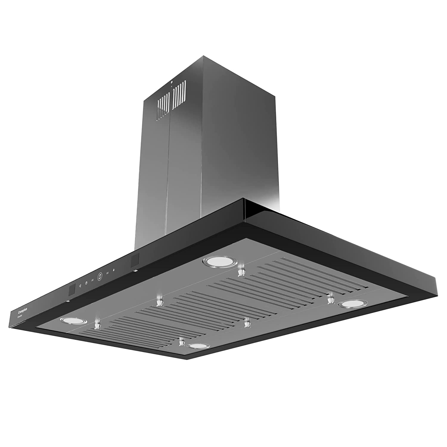 Crompton GrandArt Copper Motor Island 90cm Chimney Baffle filter (Inox), Free installation&Ducting kit,1350 m³/hr