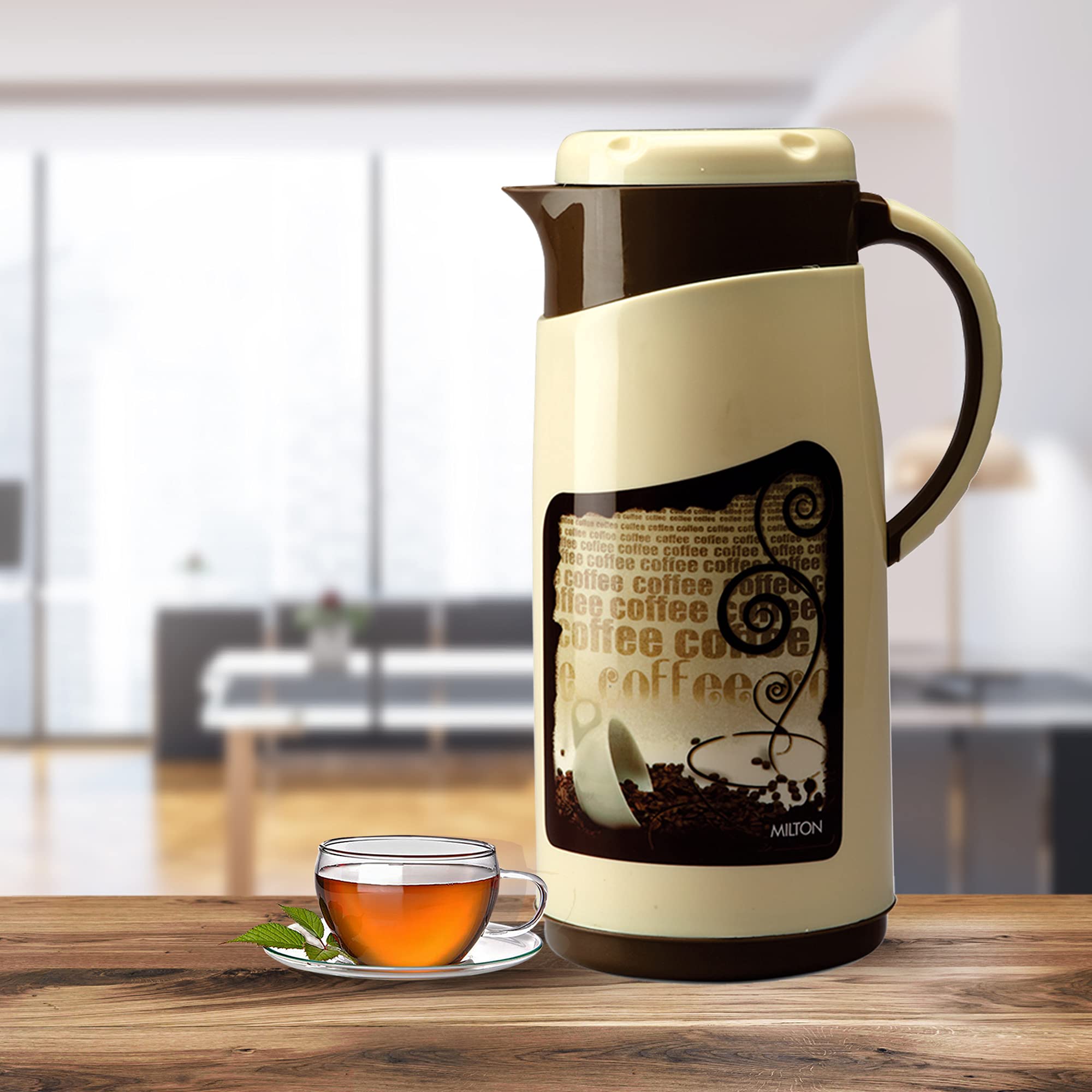 Milton Viva Tuff 1500 Insulated Inner Stainless Steel Jug, 1.35 Litre, 1 Piece, Brown | BPA Free | Hot and Cold | Easy to Carry | Leak Proof | Tea Jug | Coffee Jug | Water Jug | Hot Beverages