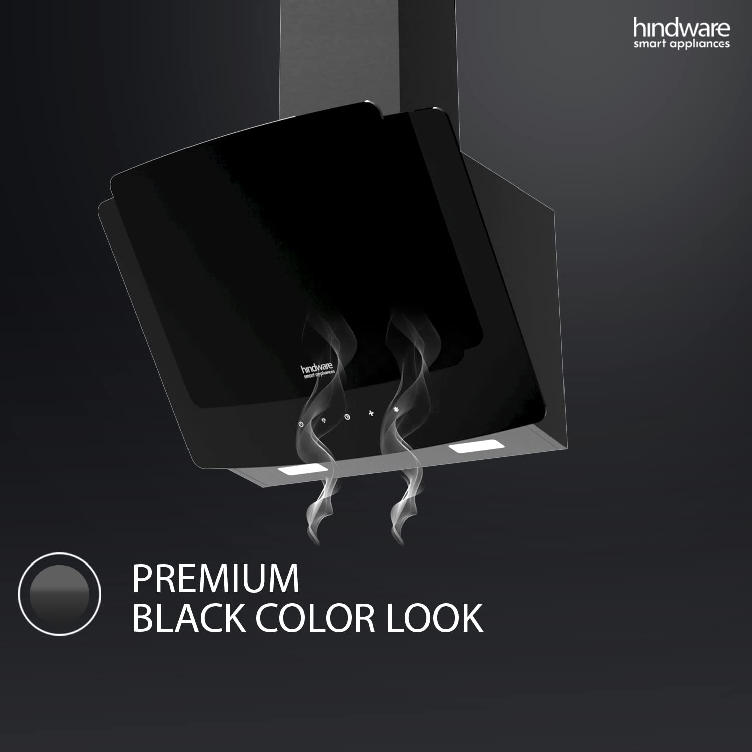 Hindware  Kyra Plus wall mounted kitchen chimney 1150 m3/hr and baffle filters, touch control (Black 60CM)"