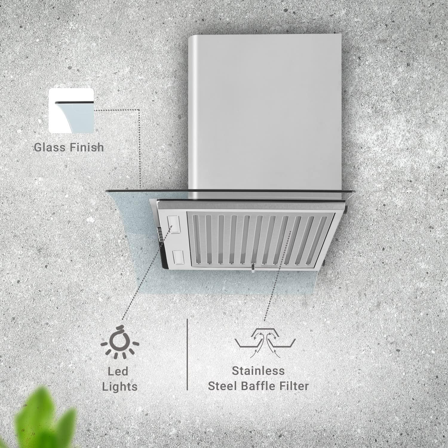 Sunflame Bella wall mounted chimney 60cm ss (1100CMH)