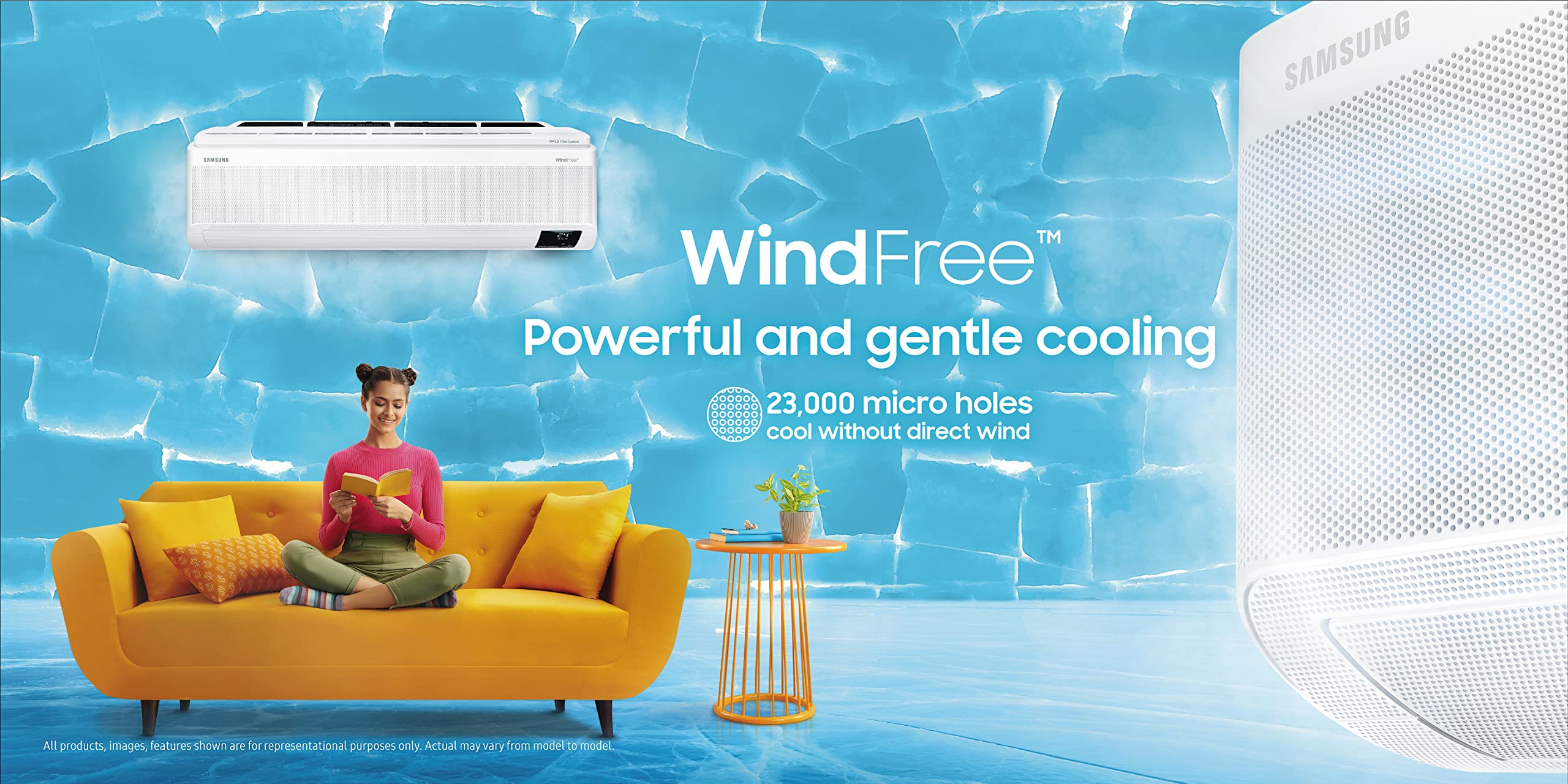 Samsung 1 Ton 3 Star Wind-Free Technology Inverter Split AC (Copper, Convertible 5-in-1 Cooling Mode, Easy Filter Plus (Anti-Bacteria), 2023 Model AR12CYLAMWK White)