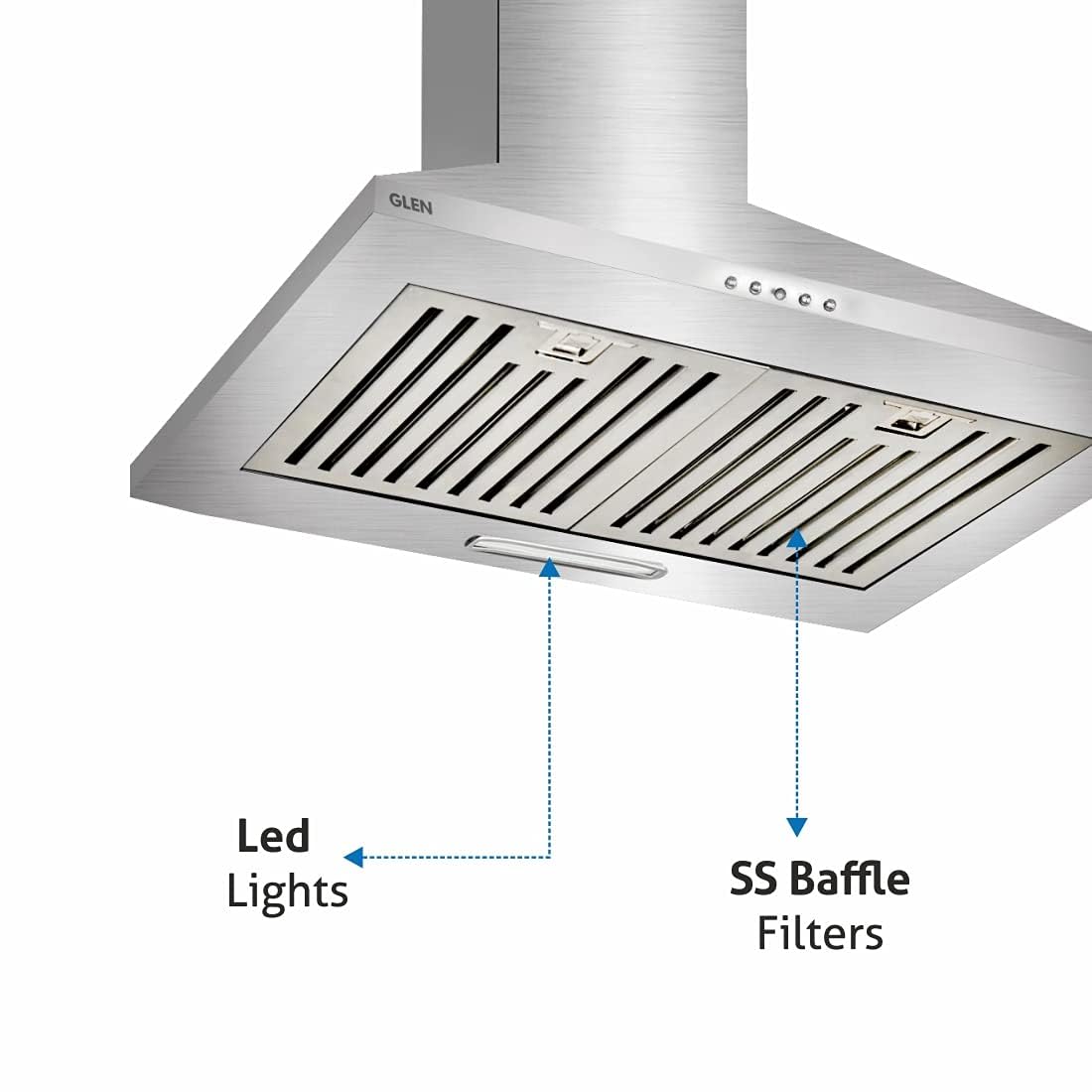 Glen Pyramid Ductless Kitchen Chimney 6050 Junior Stainless Steel 60cm 750 m3/h