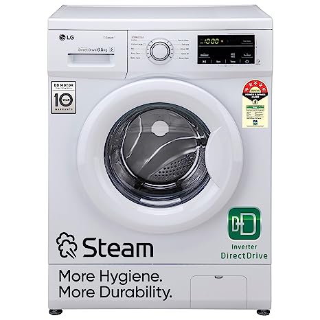 LG 6.5 Kg 5 Star Inverter Direct Drive Fully Automatic Front Load Washing Machine (FHM1065SDW, Steam Wash, In-Built Heater, Touch Panel, White)