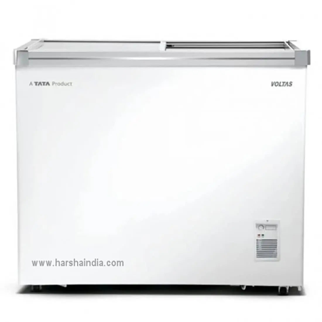 Voltas 405 GSL Horizontal Chest Glass Top Freezer, Standard, White