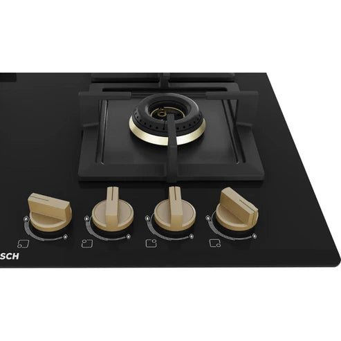 Bosch 60cm Chimney DWK68IJ60I + Bosch 60cm 4 Burner Hob PNH6B6F20I True Brass