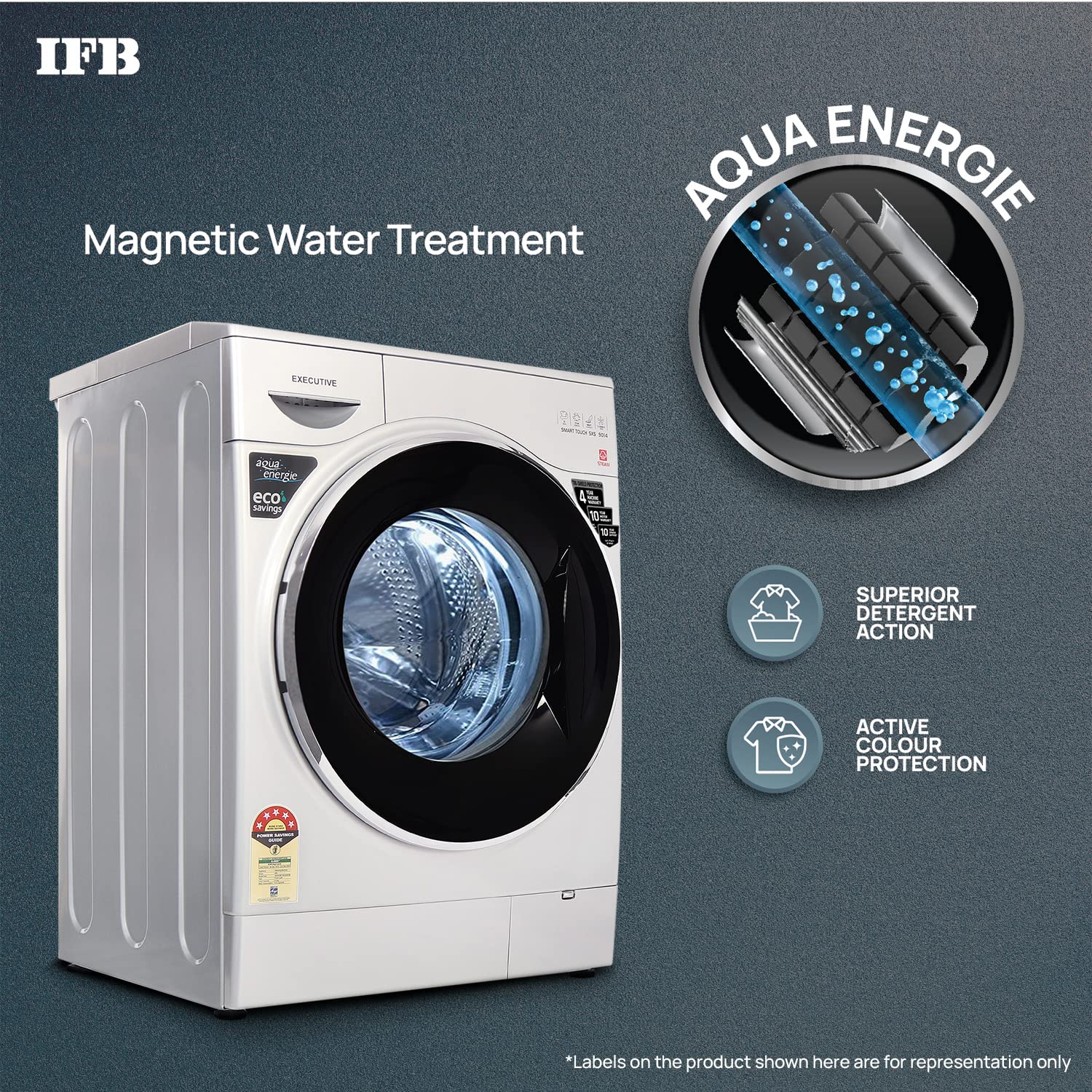 IFB 9 Kg 5 Star Front Load Washing Machine 2X Power Steam (EXECUTIVE SMART TOUCH SXS, Silver, O2 Bubble Wash, 4 years Comprehensive Warranty)