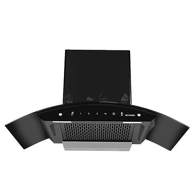 Faber 90 cm Suction1250m3/hr Auto clean Chimney (HOOD ORIENT SMART 3D IND HC SC EBK 90, Filterless Touch & Gesture Control||Black