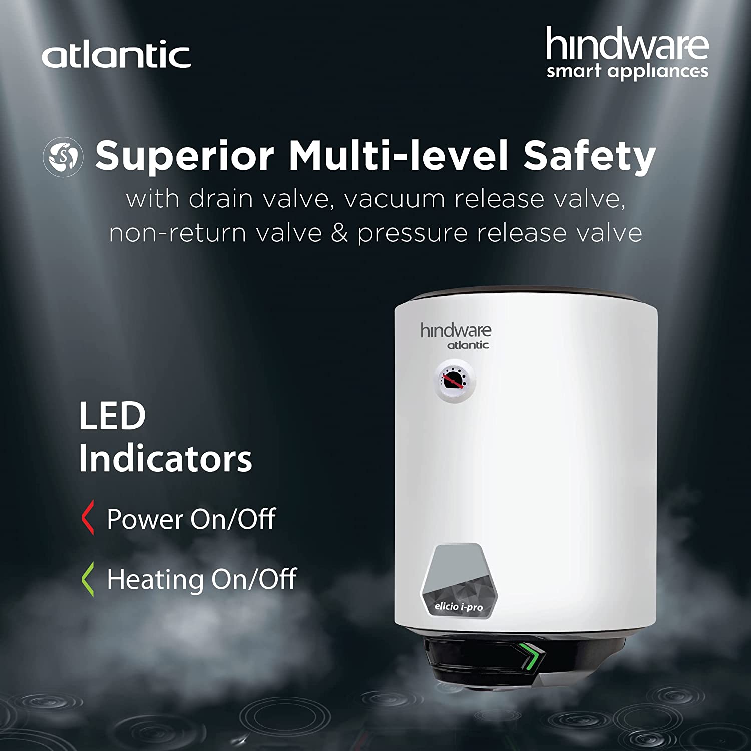 Hindware Atlantic Elicio Ipro 25 L Water Heater| 5-Star White