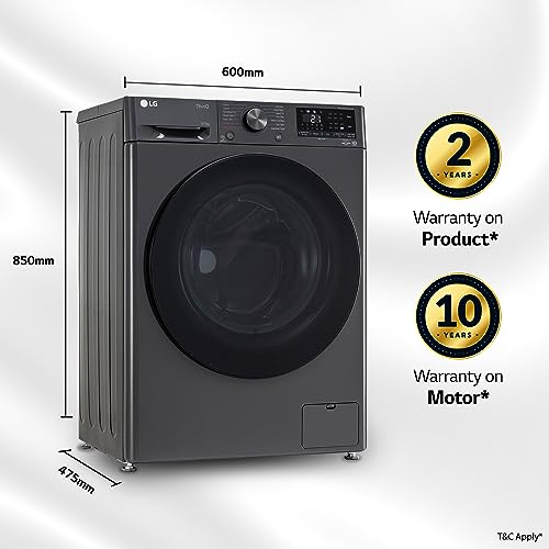 LG 9 Kg (Wash) / 5 Kg (Dry), Ai Direct Drive Technology, Steam, TurboWash & Wi-Fi Fully Automatic Front Load Washer Dryer (FHD0905SWM, Intelligent & Convenient Fabric Care, Allergy Care, Midd