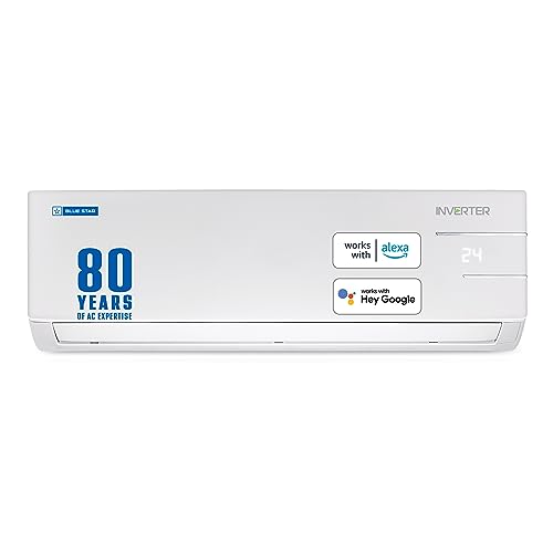 Blue Star 1.5 Ton 5 Star Inverter Split AC with Copper, Convertible 5 in 1 Cooling, Multi Sensors, Dust Filter, Self Diagnosis, 2024 Model, IC518YNUS, White)