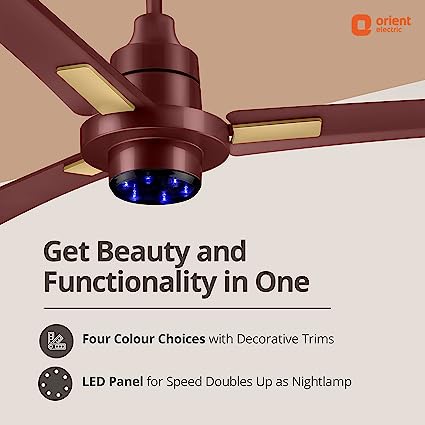 Orient Electric I Tome Plus 1200mm 26W BLDC Energy Saving Ceiling Fan with Remote Brown