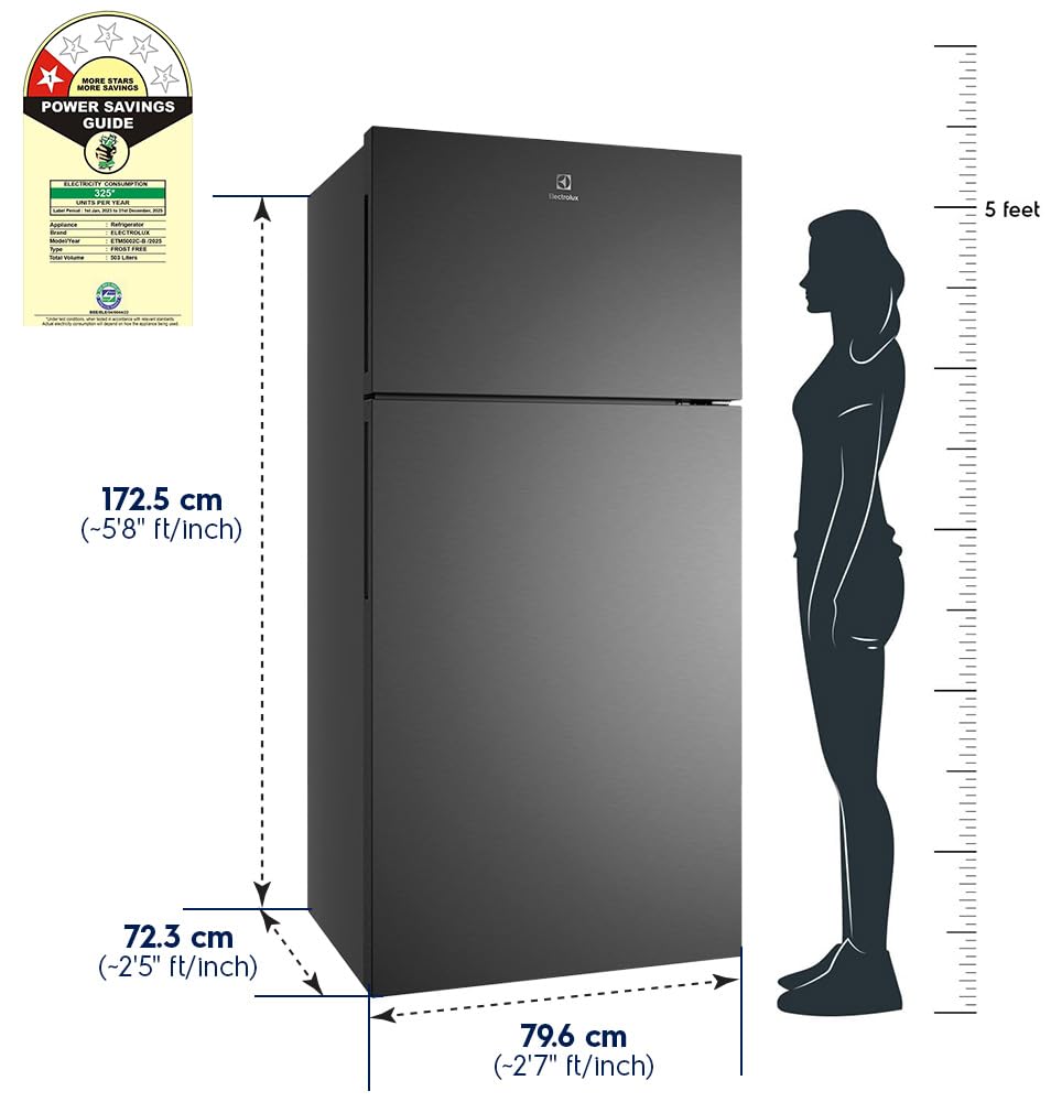 Electrolux 503L AI ETM5002C-B Fridge - Efficient Cooling for Your Kitchen: Double Door Design